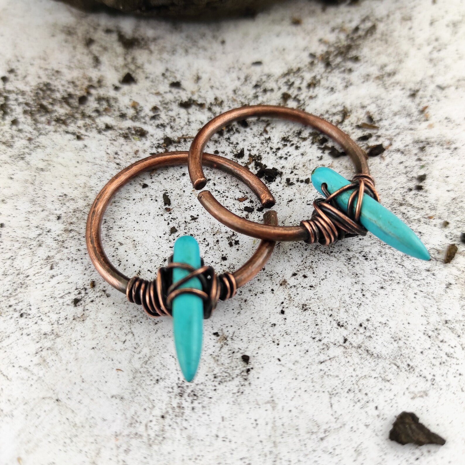 10g Ear Weights Turquoise Stone Tunnel Earrings