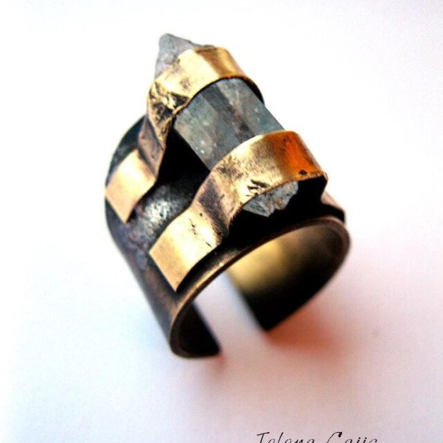 Unique Raw Crystal Ring  Boho Statement Ring