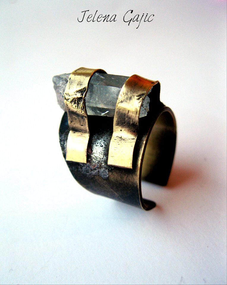 Unique Raw Crystal Ring  Boho Statement Ring