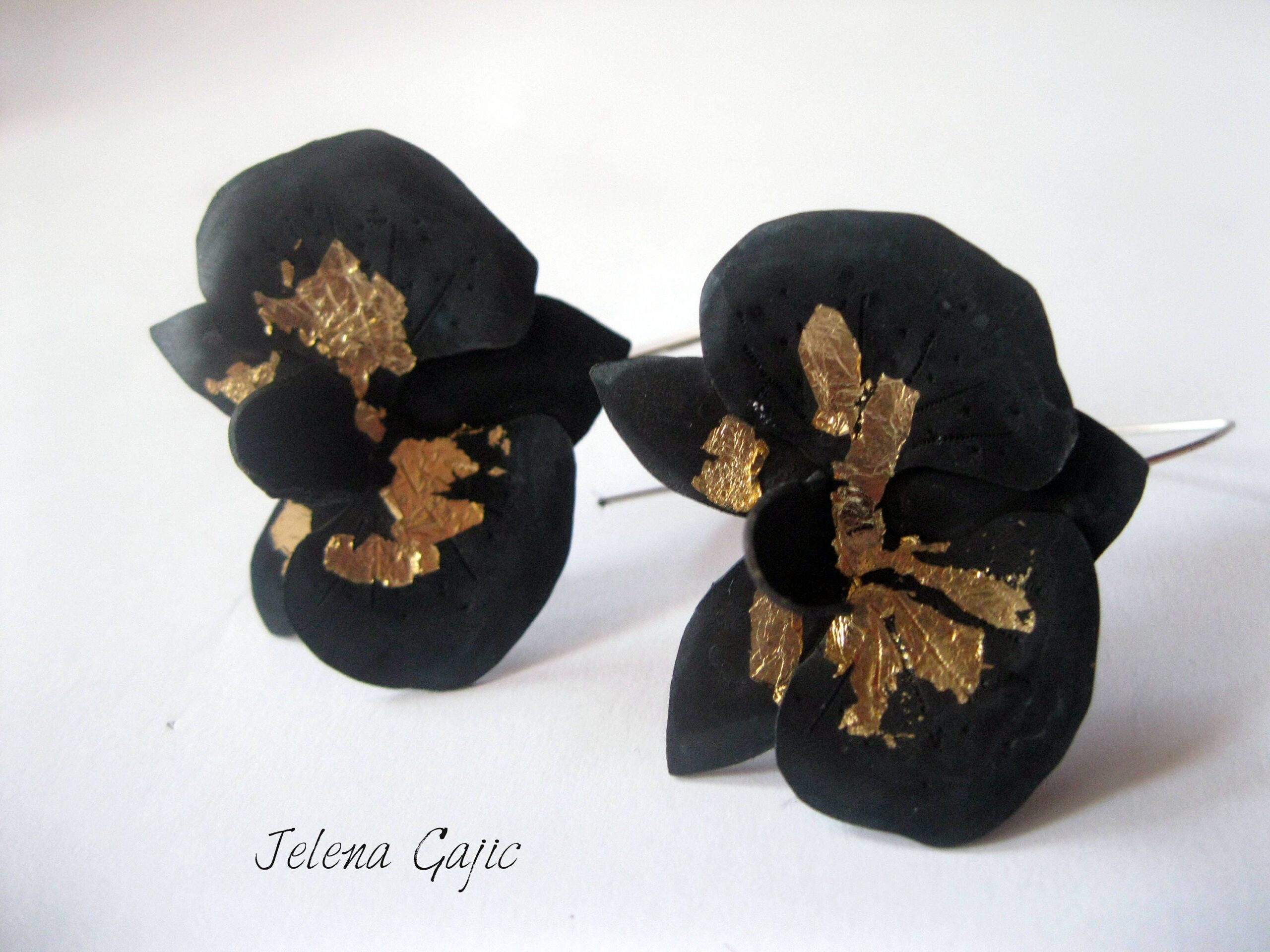 Handmade Black Orchid Earrings    Orchid Jewelry