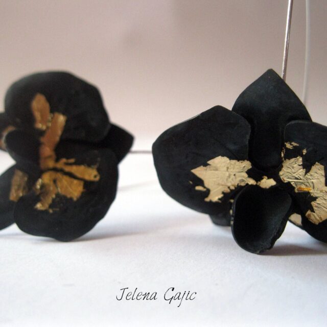 Handmade Black Orchid Earrings    Orchid Jewelry