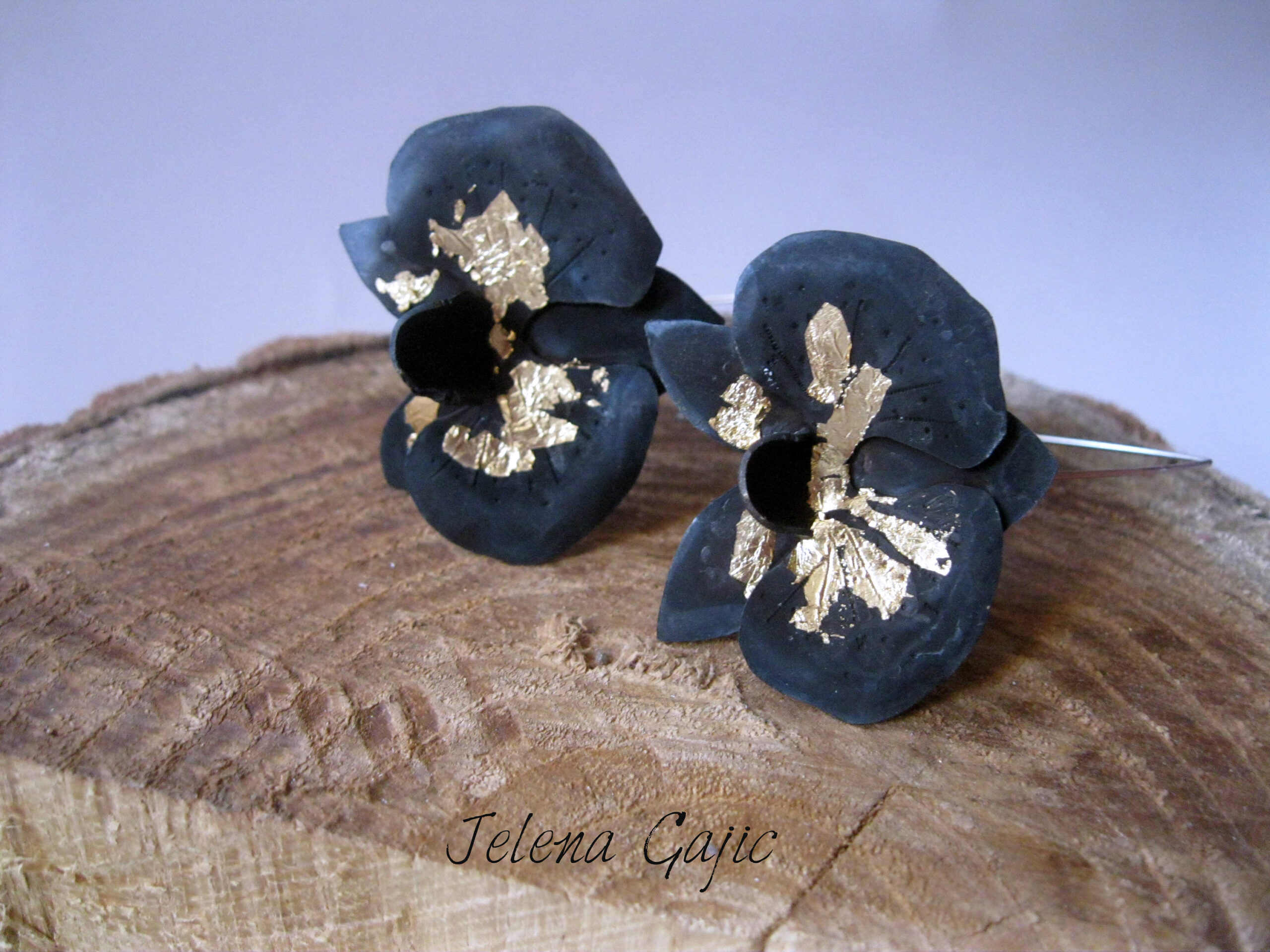 Handmade Black Orchid Earrings    Orchid Jewelry