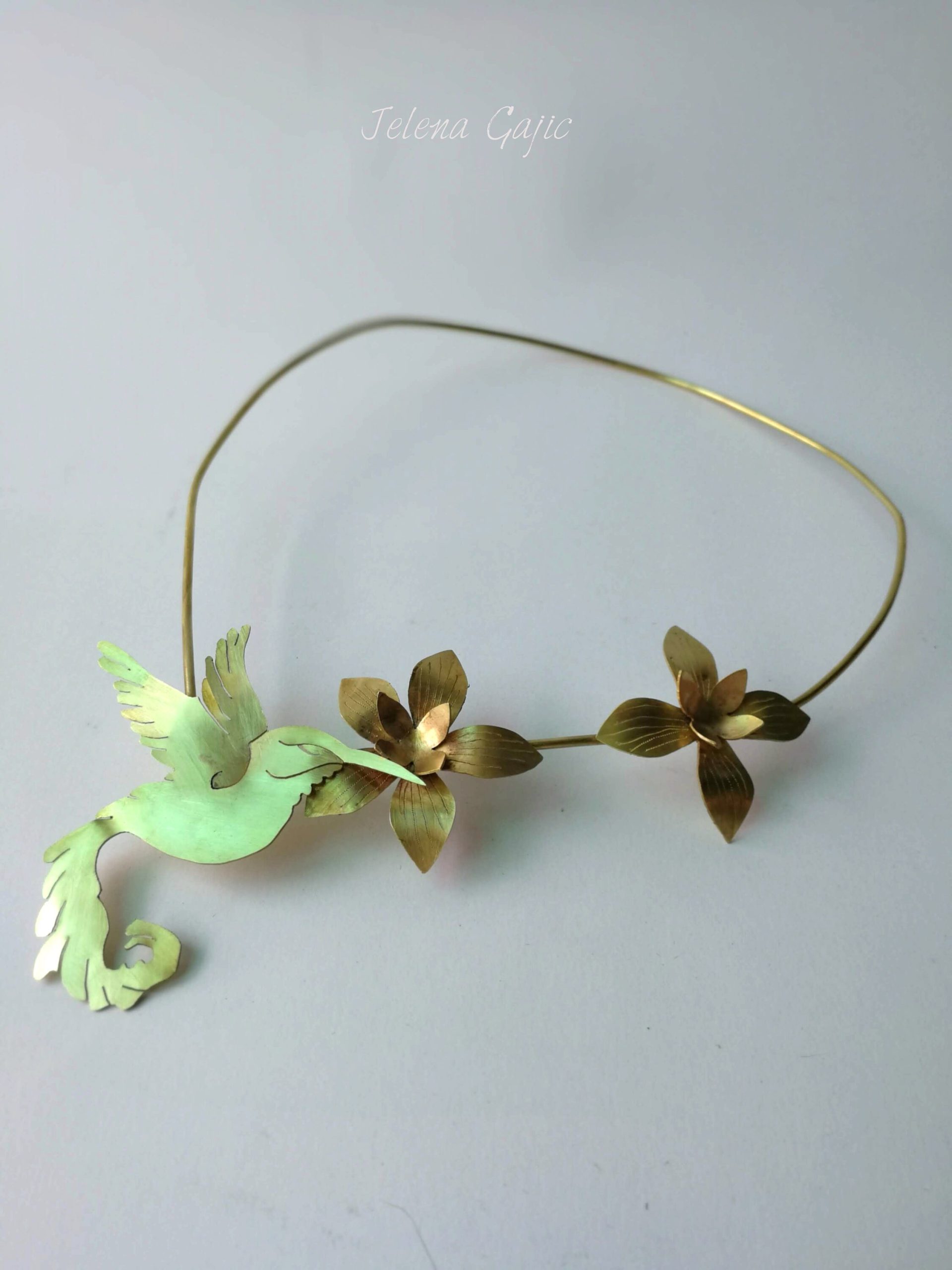 Hummingbird Necklace  Open Collar  Necklace Bird Charm Necklace
