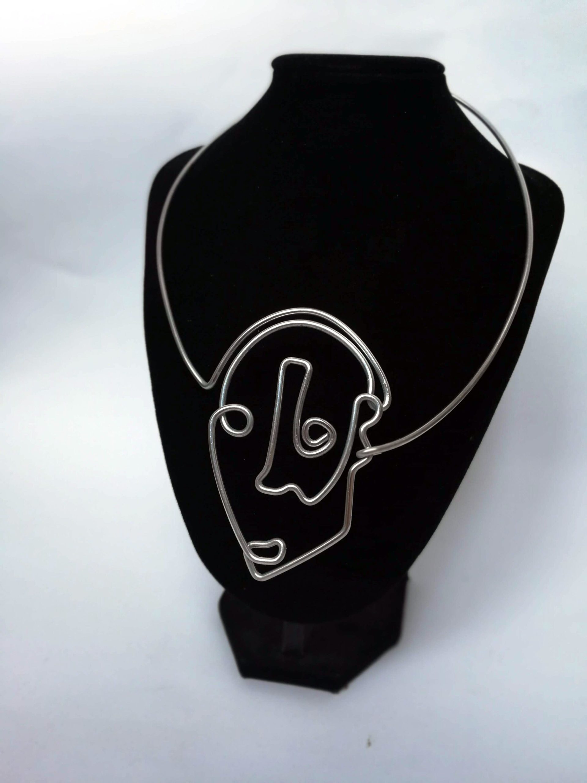 Handmade Wire Face Necklace  Unusal Statement Necklace