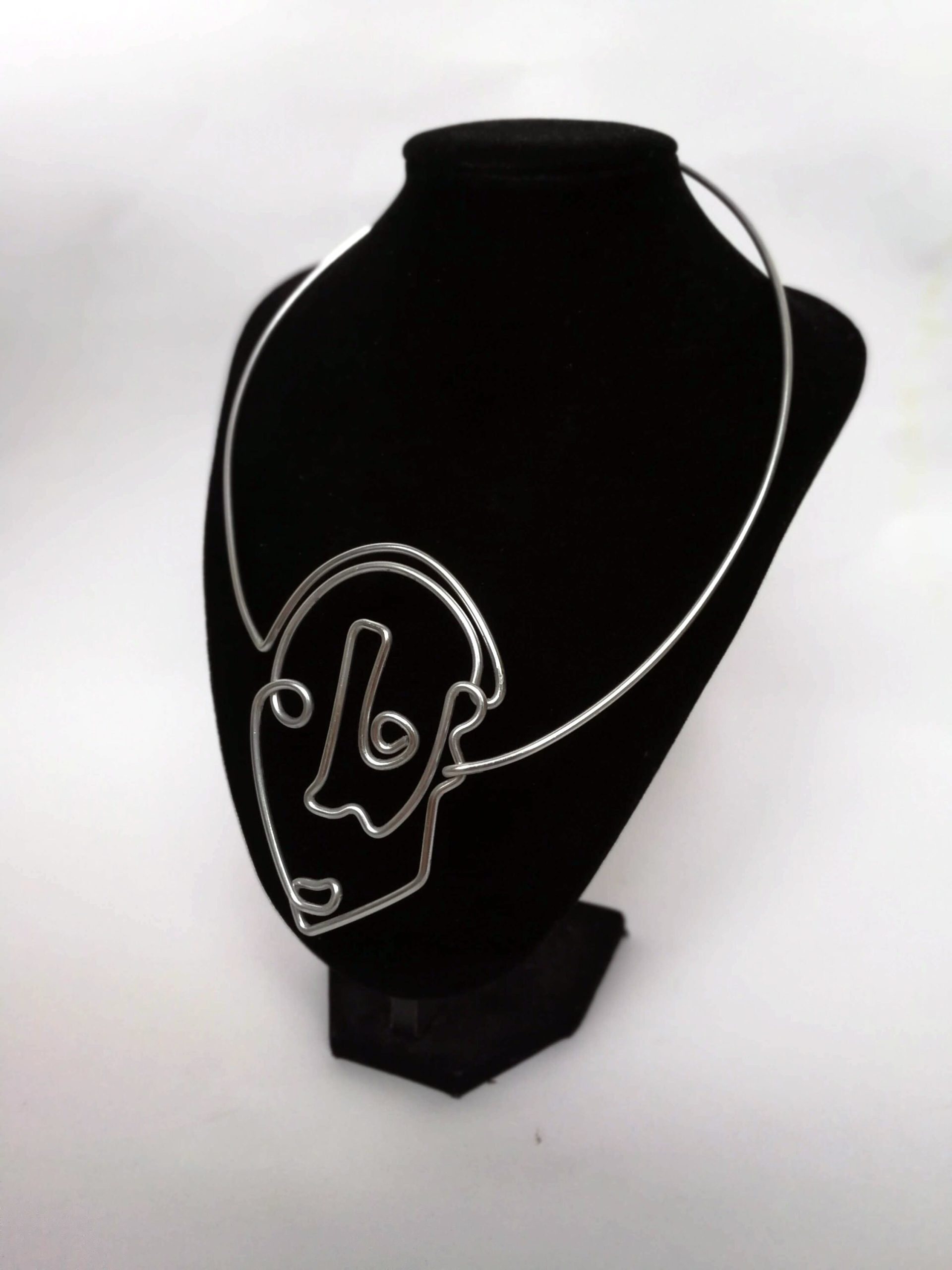 Handmade Wire Face Necklace  Unusal Statement Necklace
