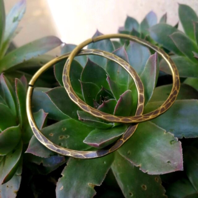 Brass Hammered Hoops – Hoops for Plugs – 10g