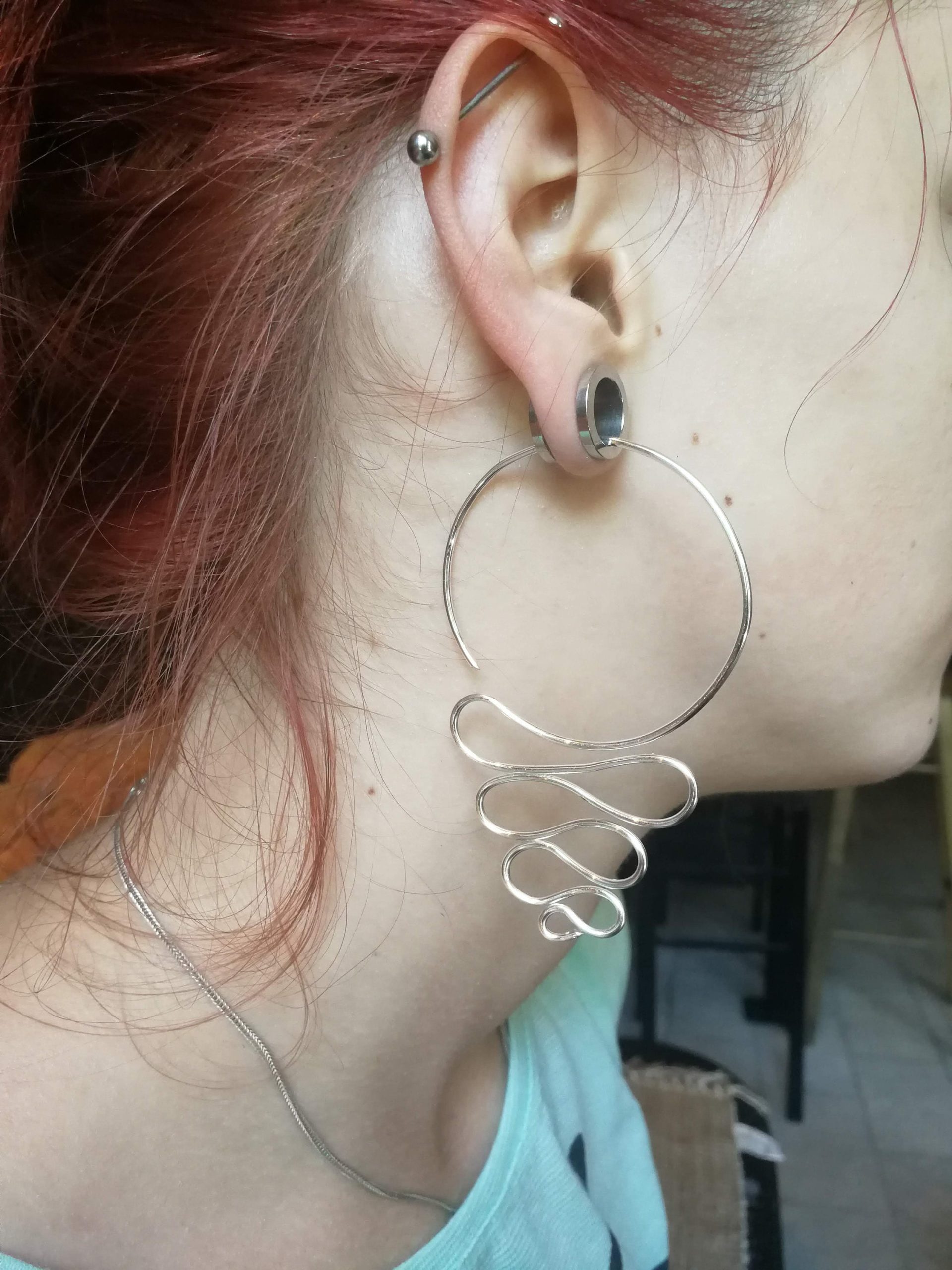 14 gauge Spiral Wire  Hoops   Stretched Ear