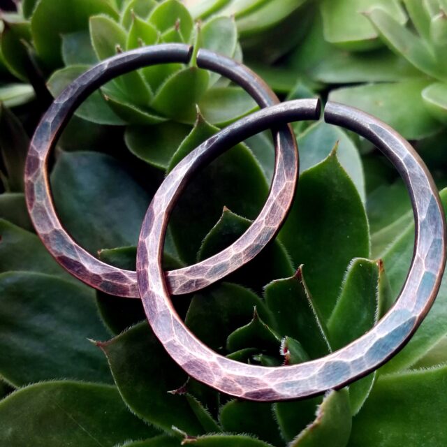 Rustic Hammered Hoops   8 gauge Stretched Ear
