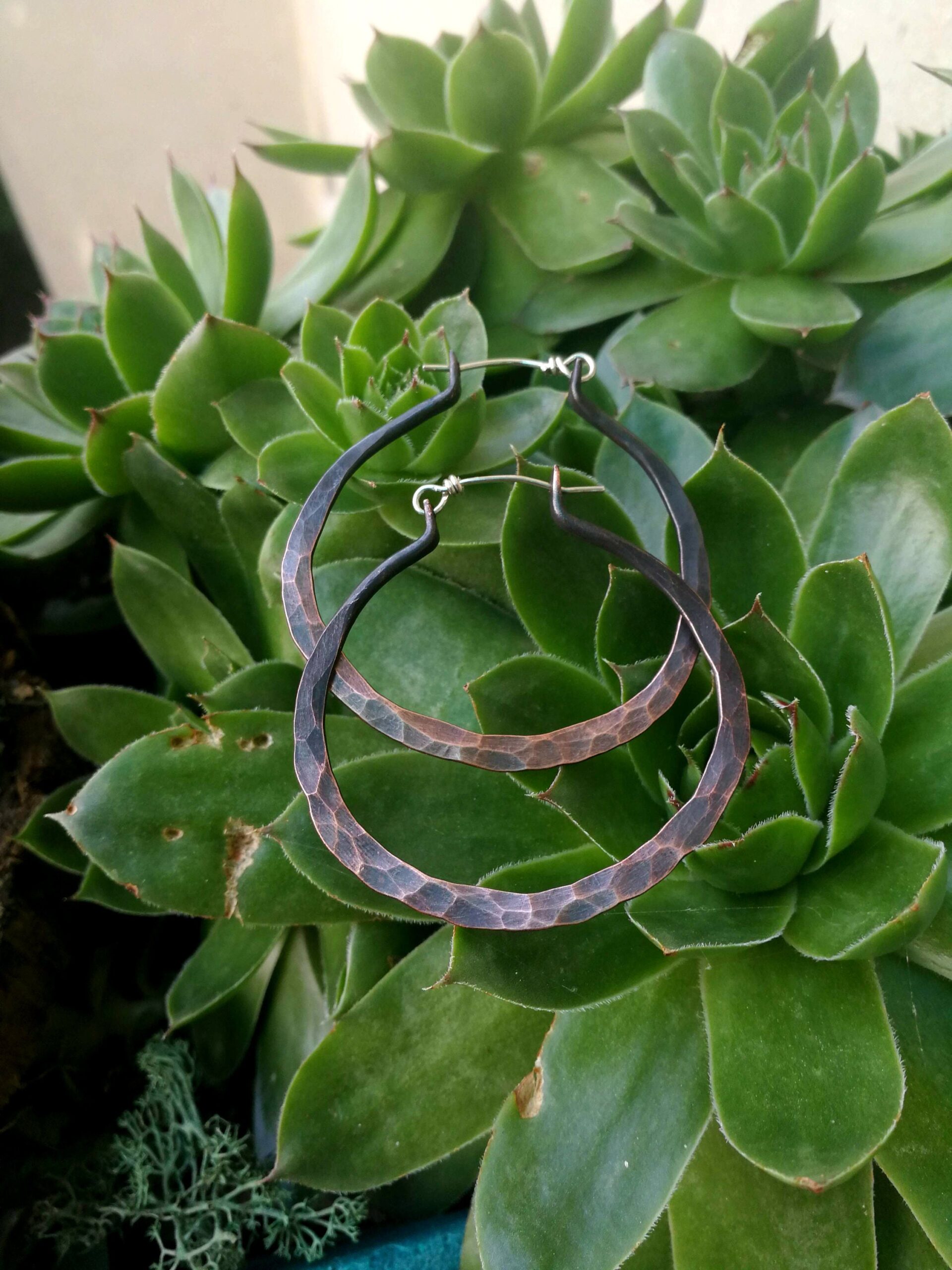 Hammered Hoop Earrings Ombre Hammered Hoops  Copper  hoops – Streatched Ear