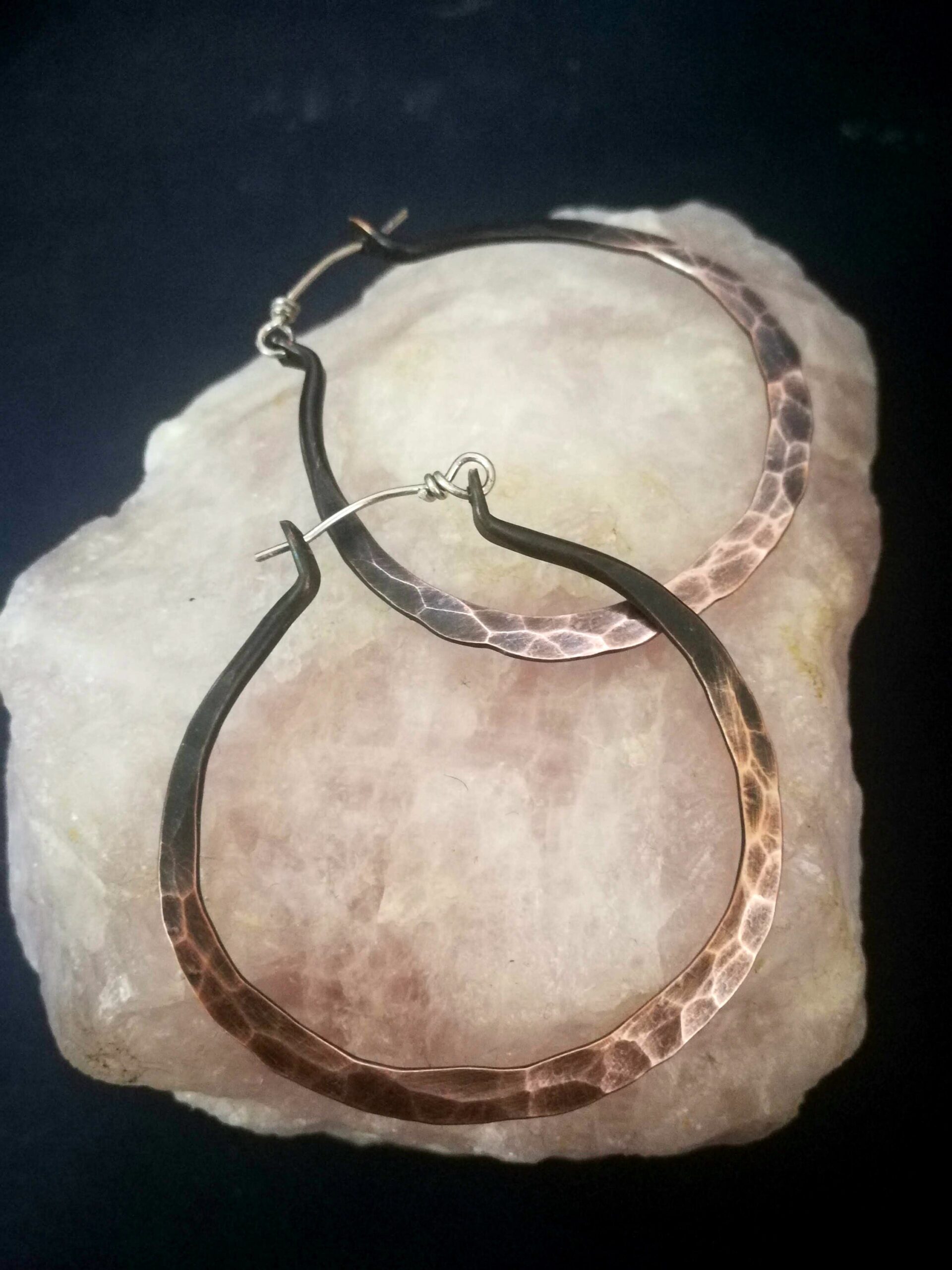 Hammered Hoop Earrings Ombre Hammered Hoops  Copper  hoops – Streatched Ear