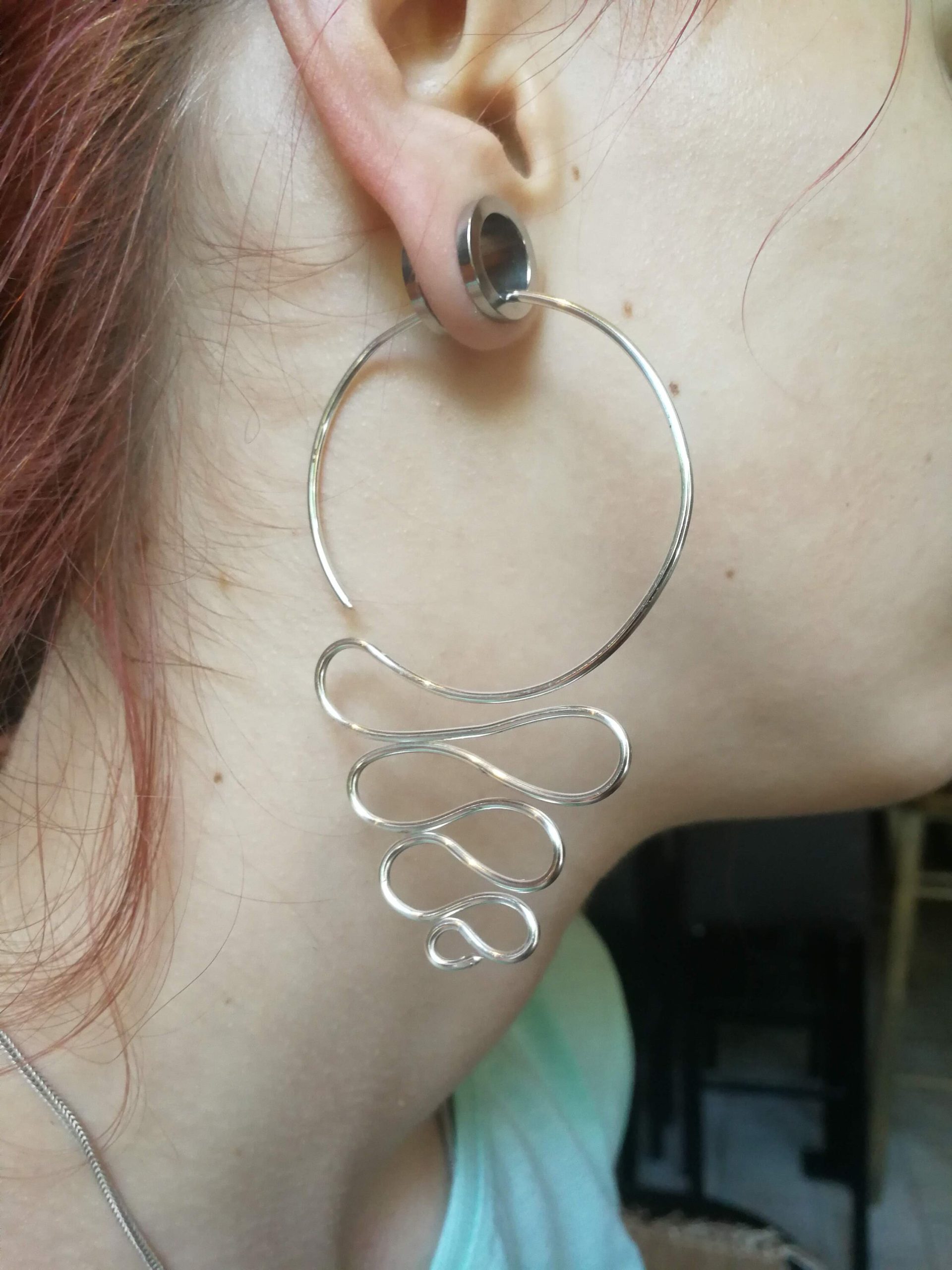 14 gauge Spiral Wire  Hoops   Stretched Ear