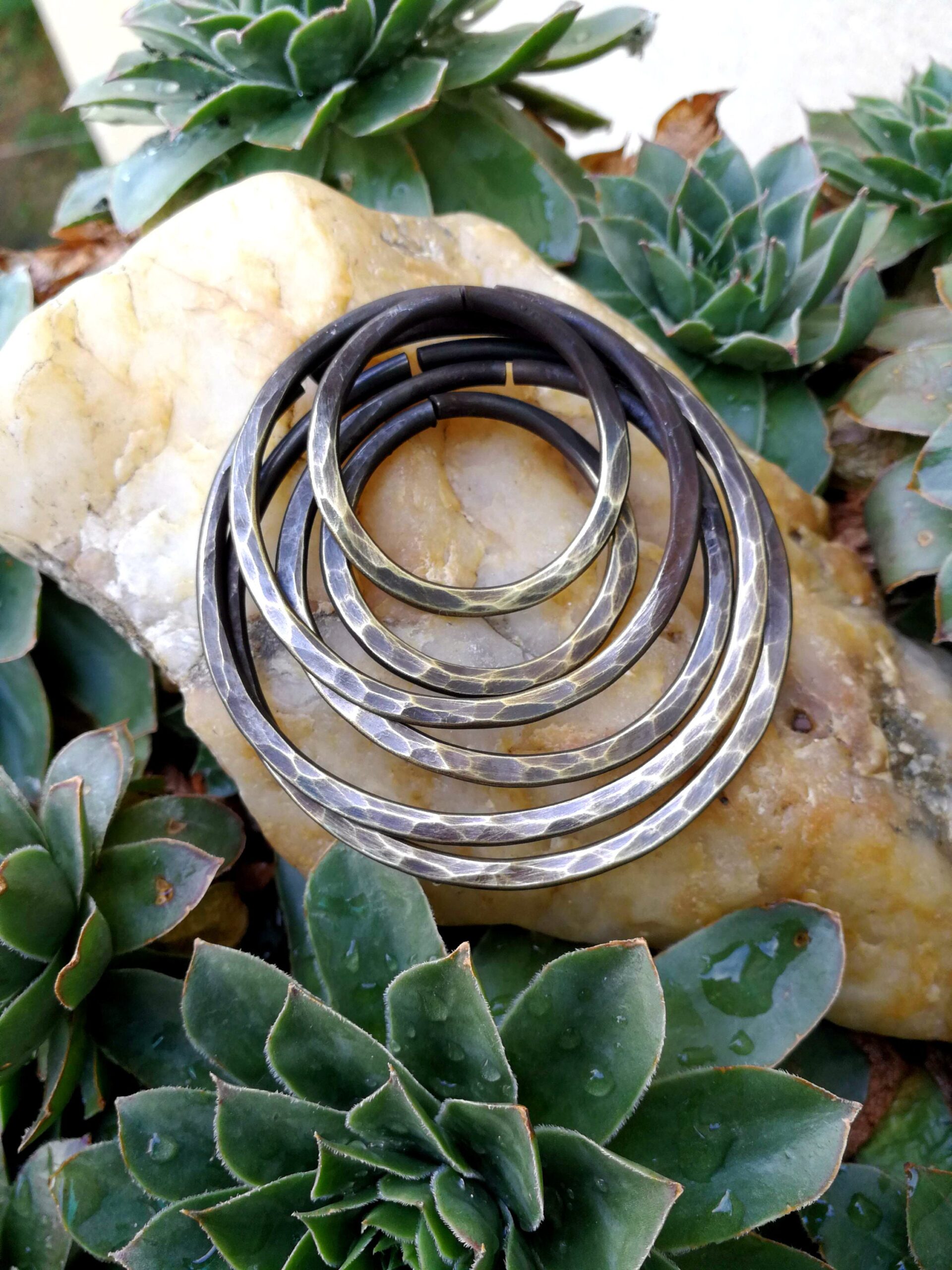 Set of Hammered Hoops  8 gauge Ear Weights