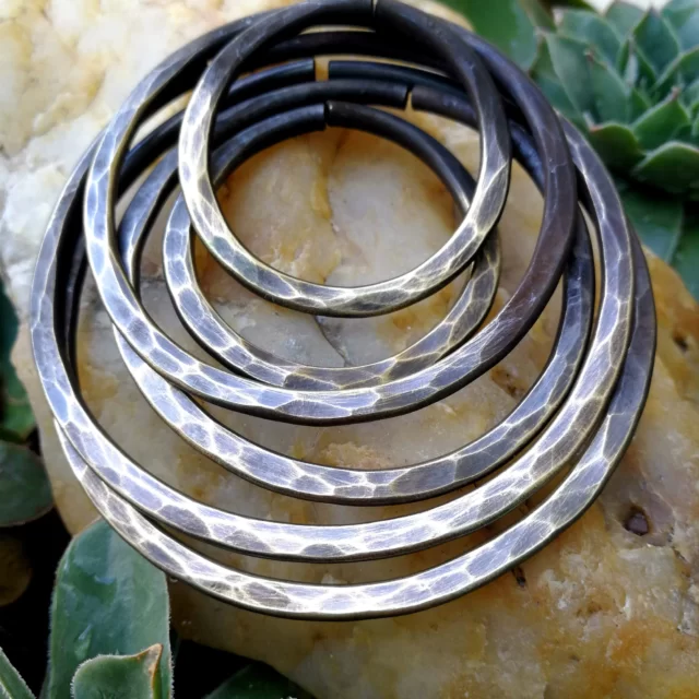 Set of Hammered Hoops 8 gauge Ear Weights