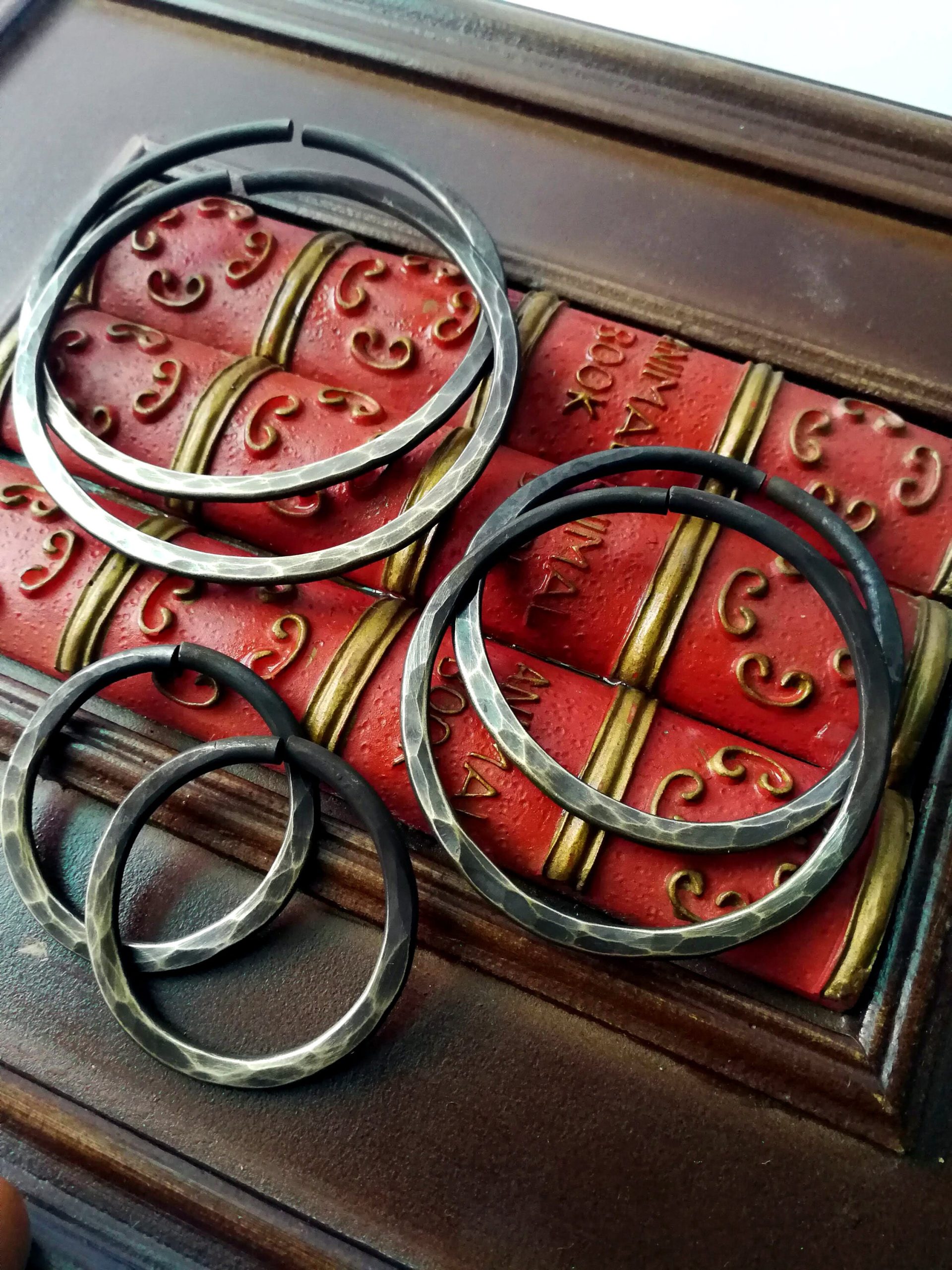 Set of Hammered Hoops  8 gauge Ear Weights