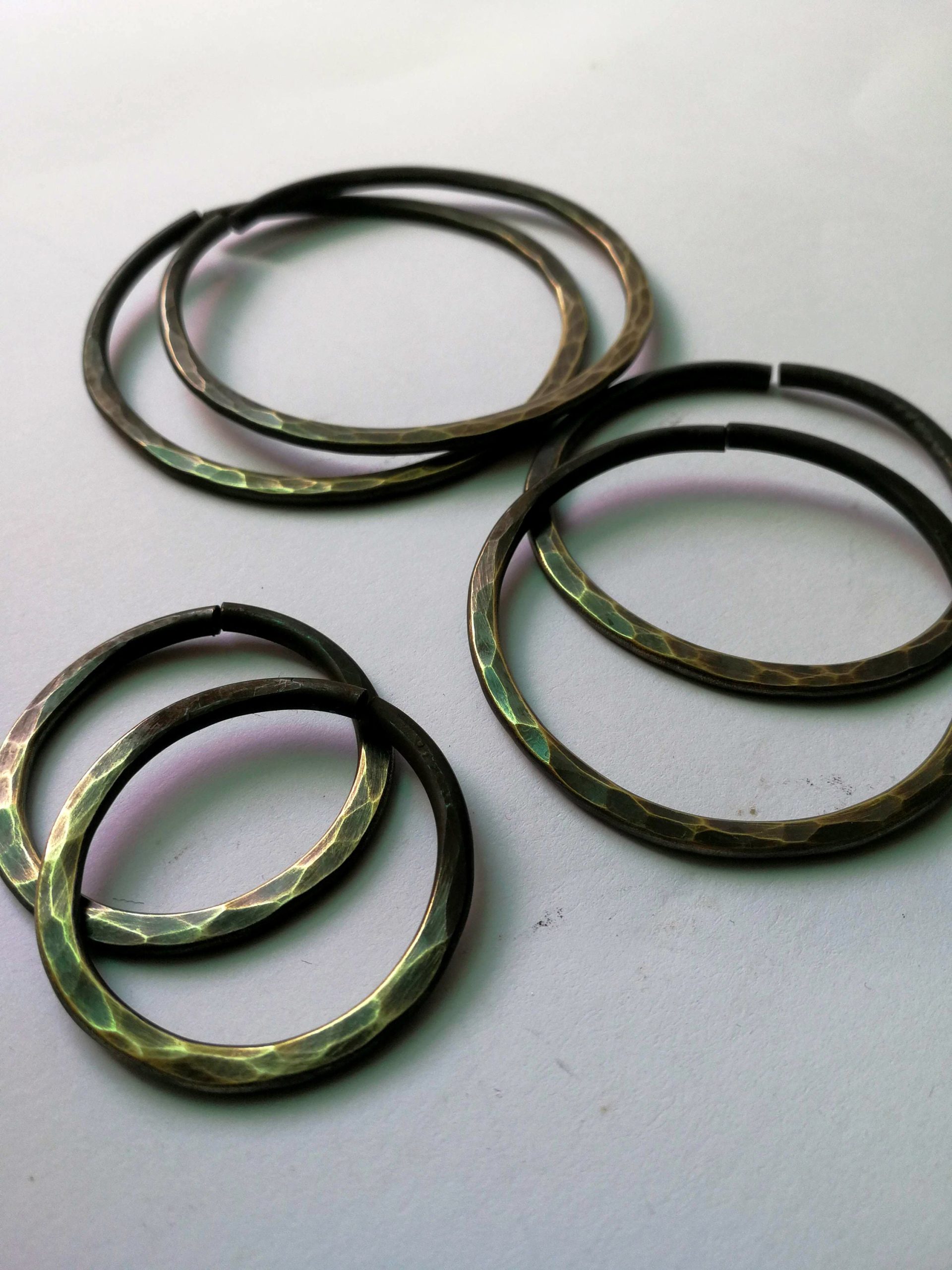 Set of Hammered Hoops 8 gauge Ear Weights