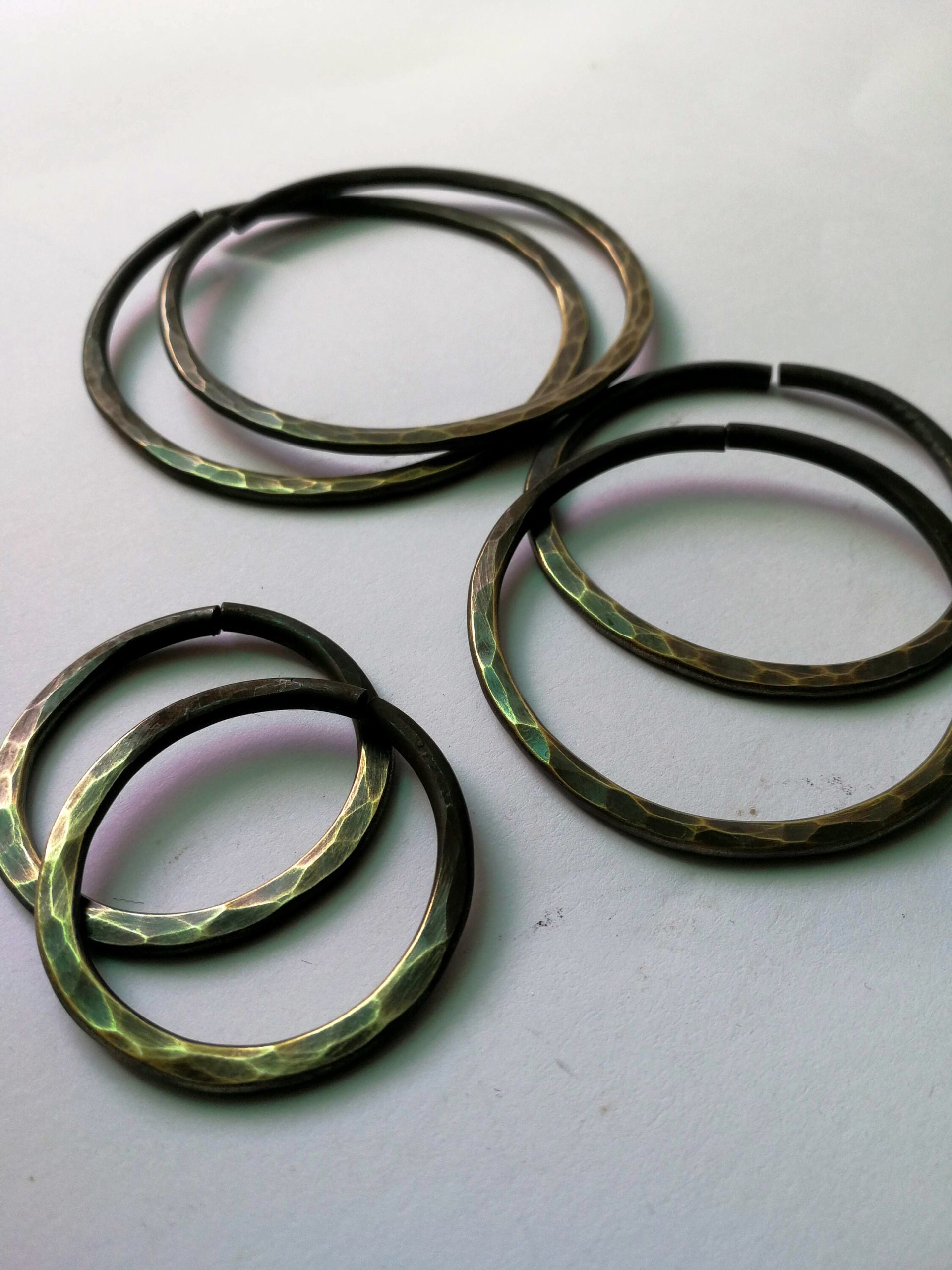 Set of Hammered Hoops  8 gauge Ear Weights
