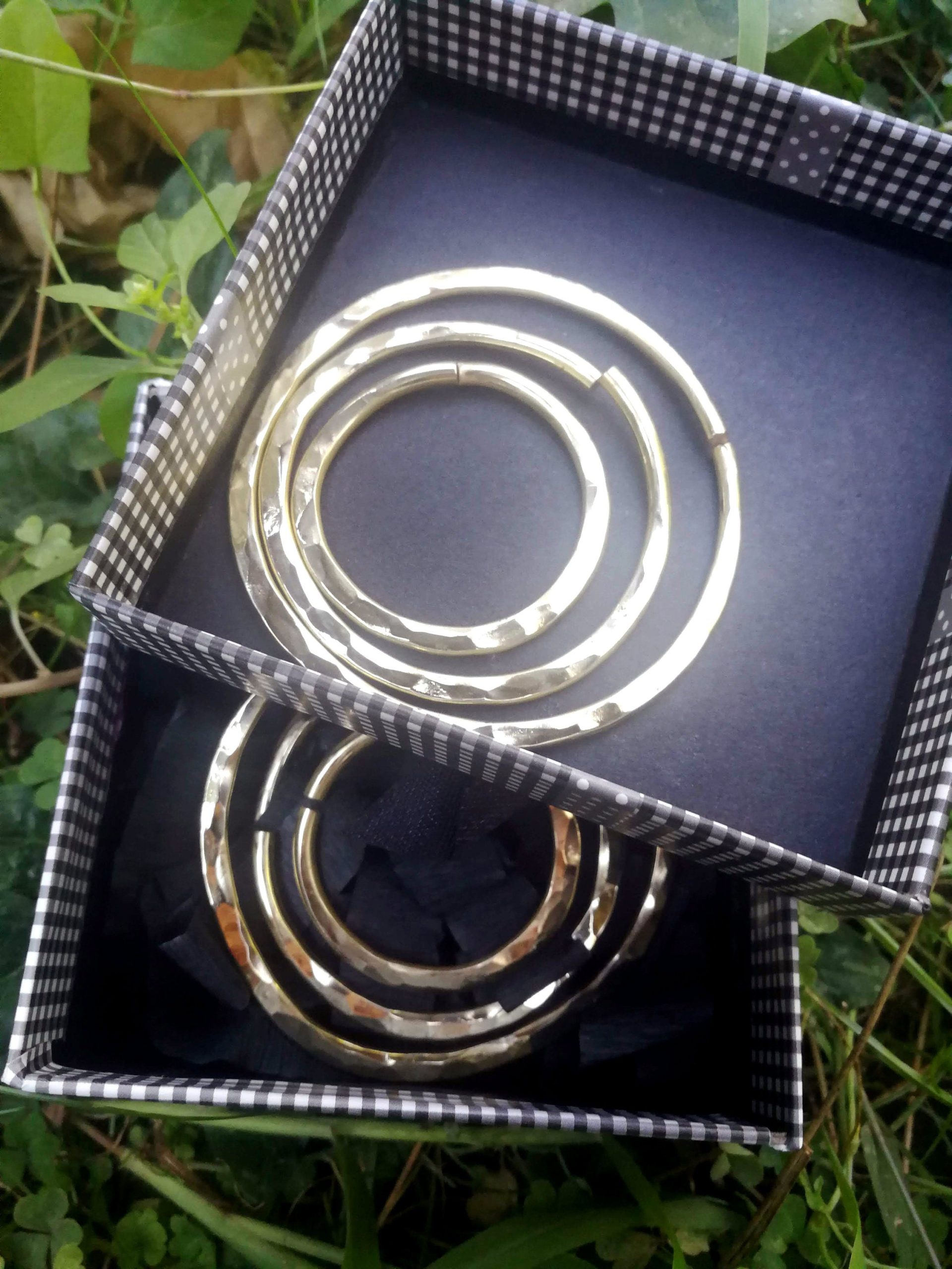 Set of Hammered Brass Hoops  8 gauge Ear Weights