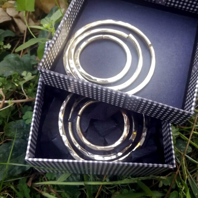 Set of Hammered Brass Hoops  8 gauge Ear Weights