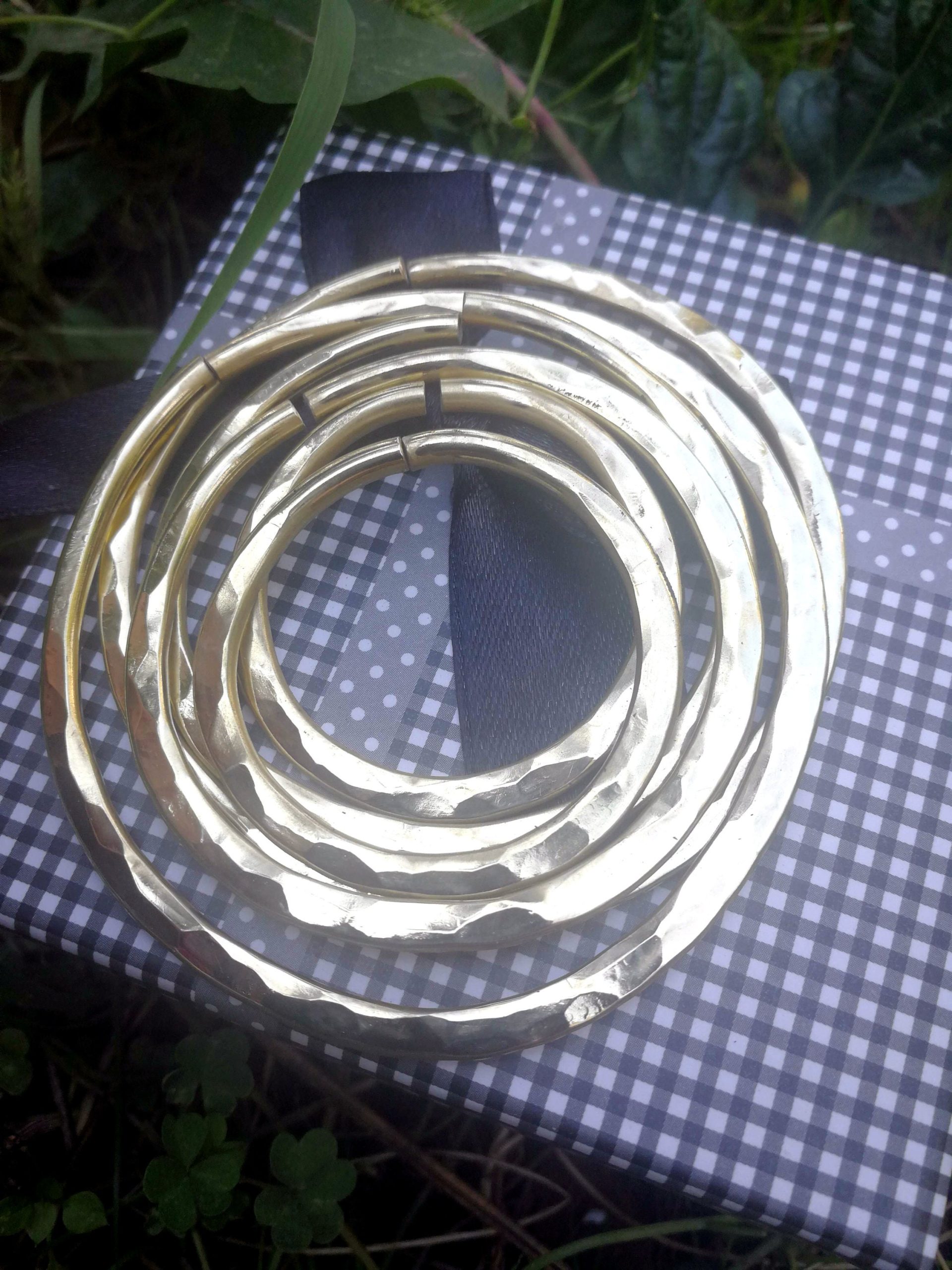 Set of Hammered Brass Hoops  8 gauge Ear Weights