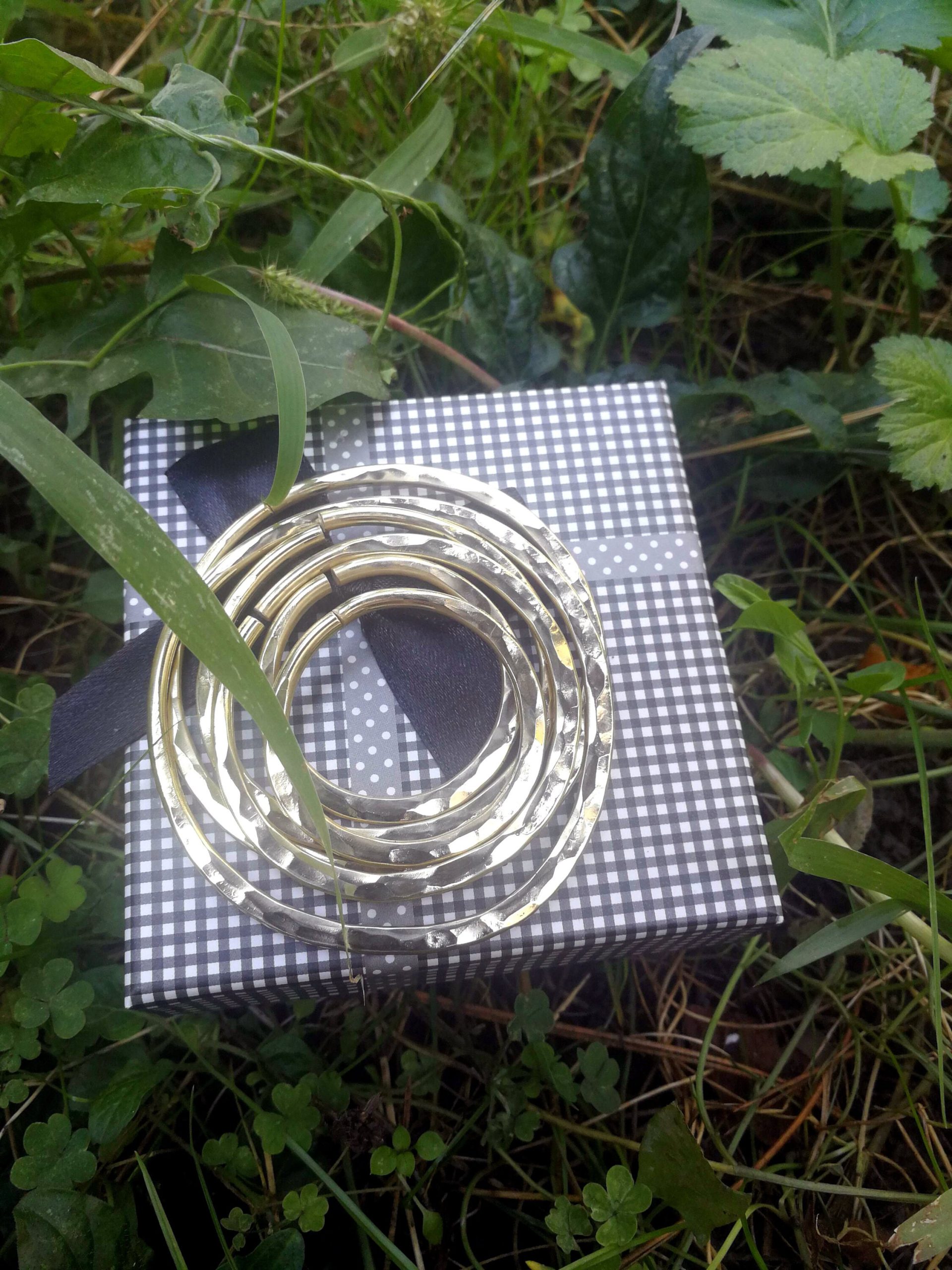 Set of Hammered Brass Hoops  8 gauge Ear Weights