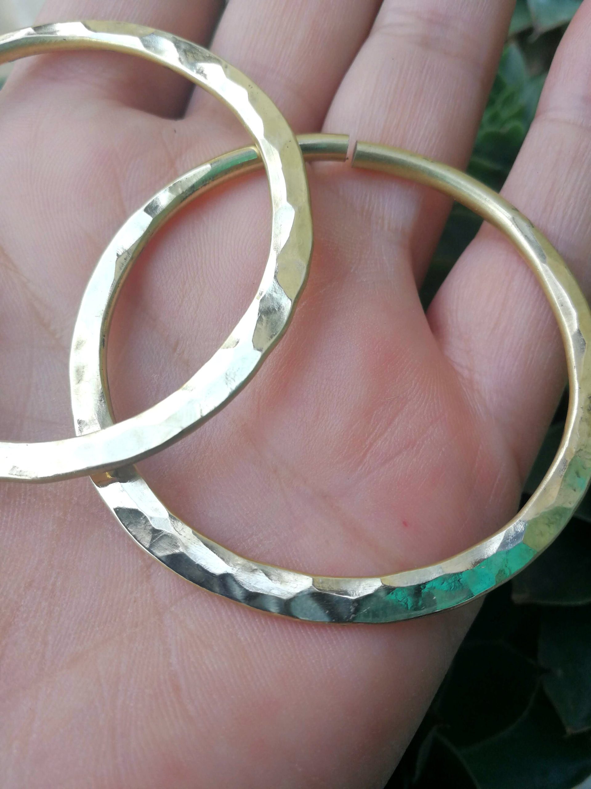 8 gauge Brass Hammered Hoops   Stretched Ear