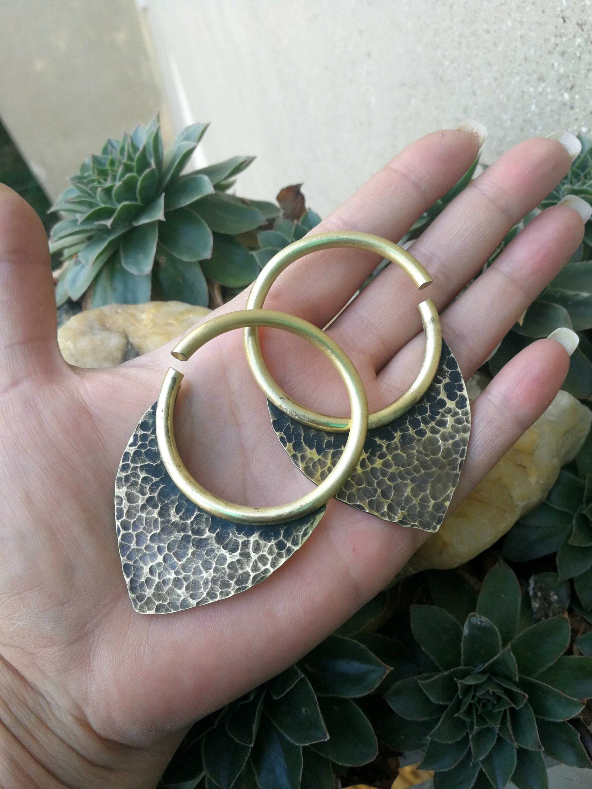 10 gauge Hammered Hoops 8g Earrings – Large Ear Weights