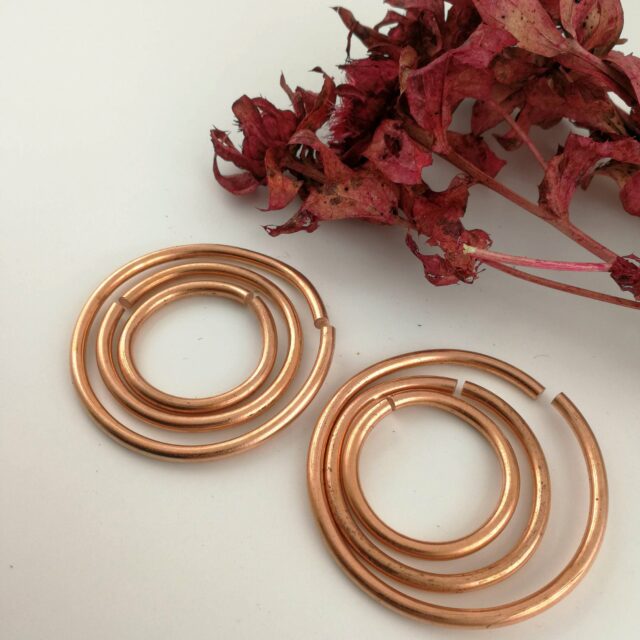Copper Hoop Weights  8 gauge Ear Hangers