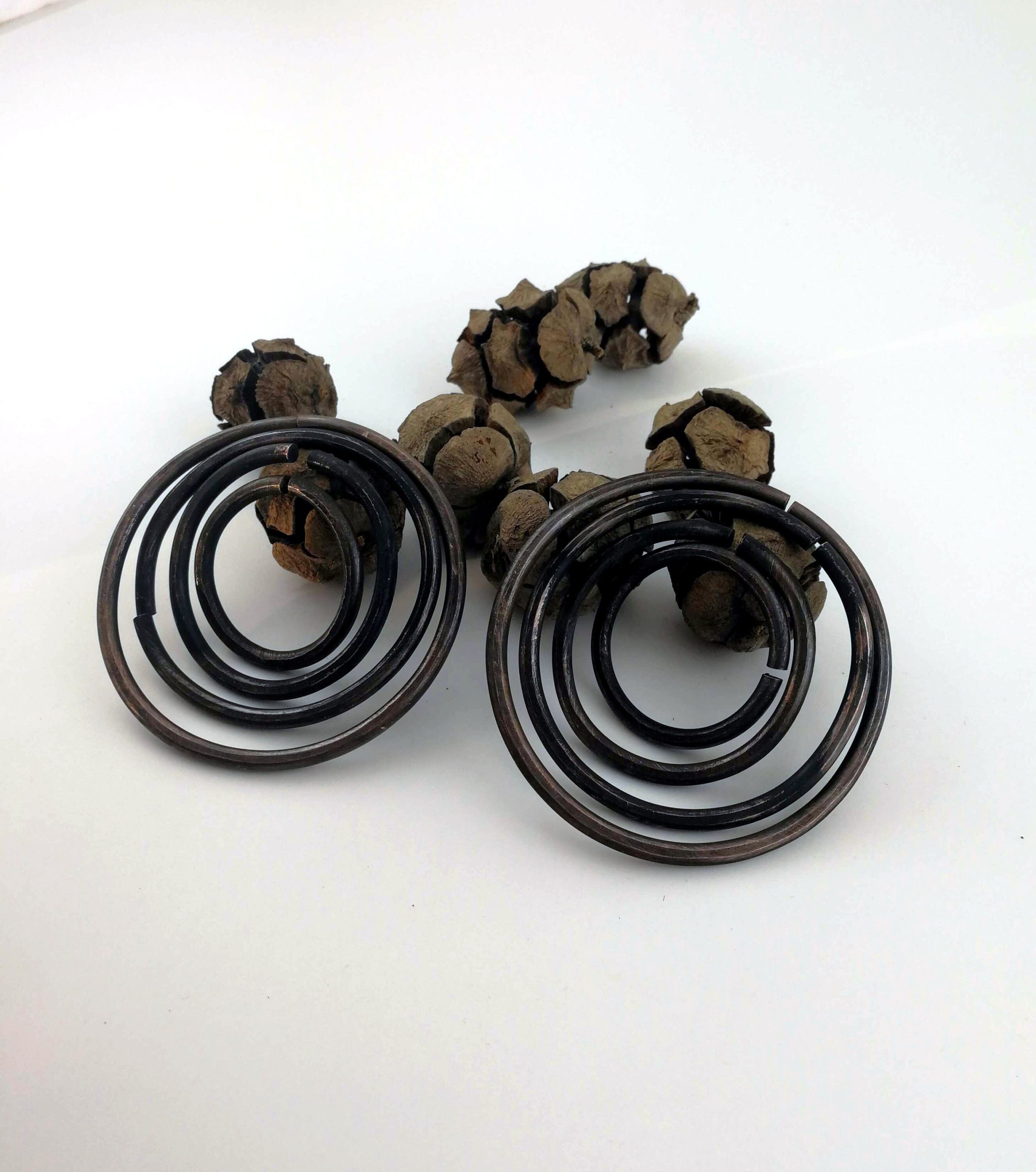 Rustic Hoop Weights 8 gauge Tunnel Earrings