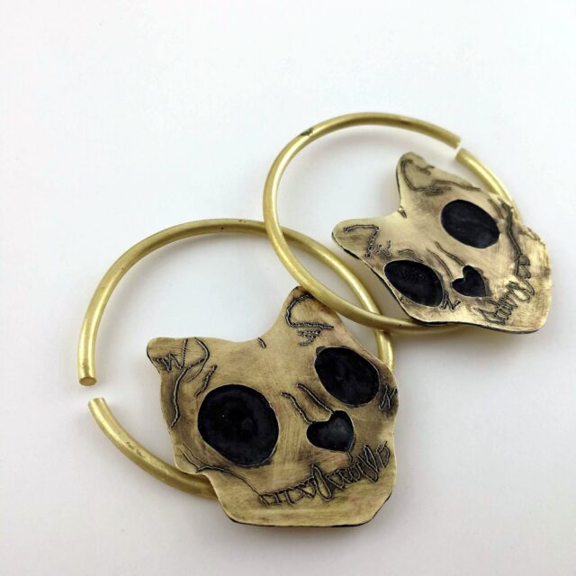 Cat Skull Hoops  Hoops for Plugs