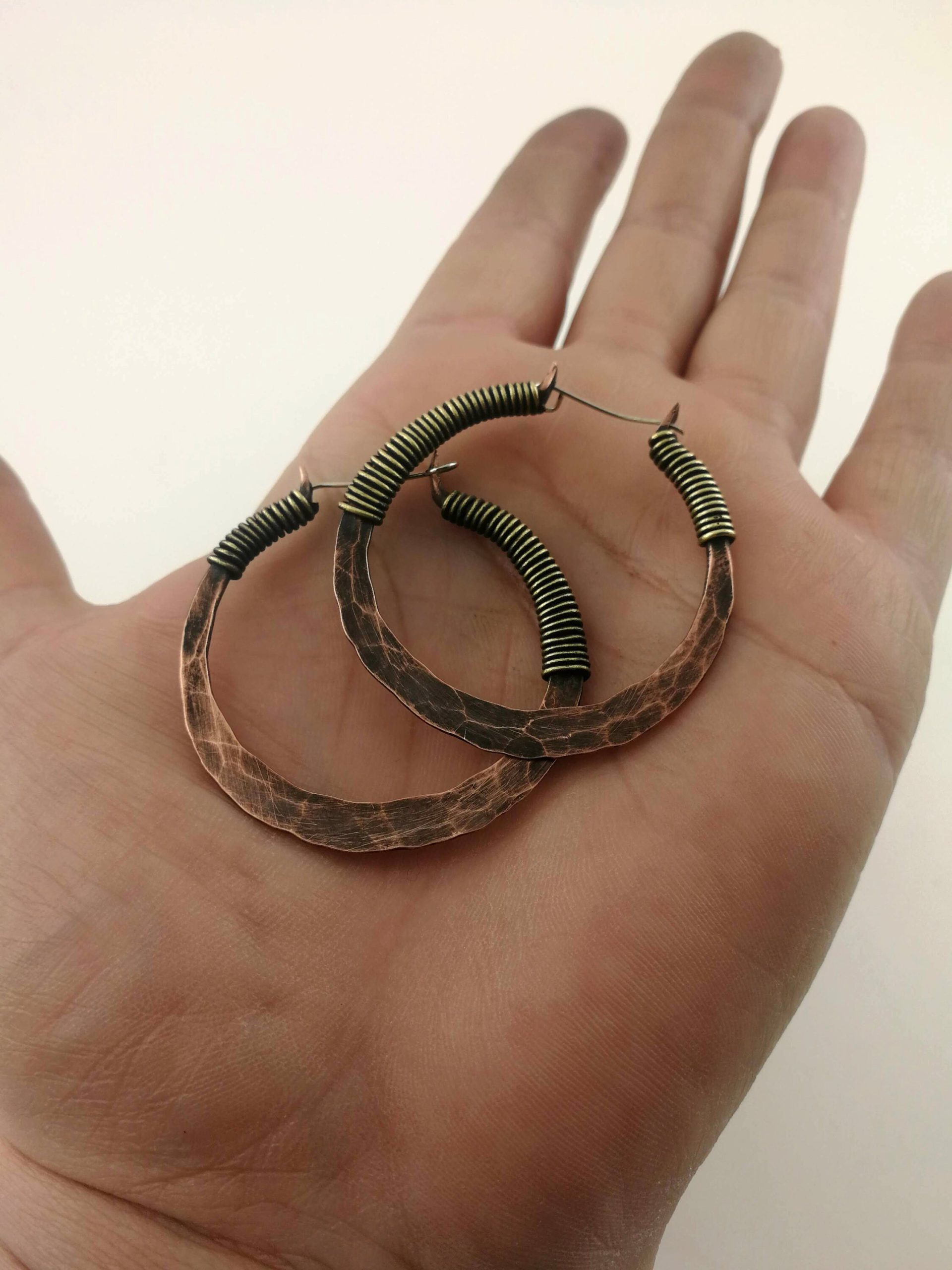Rustic Hoops Hammered Copper Earrings