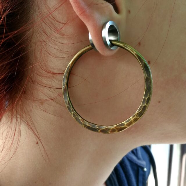 8 gauge Hammered Hoops   Ombre Hoops  –  Rustic Hoops