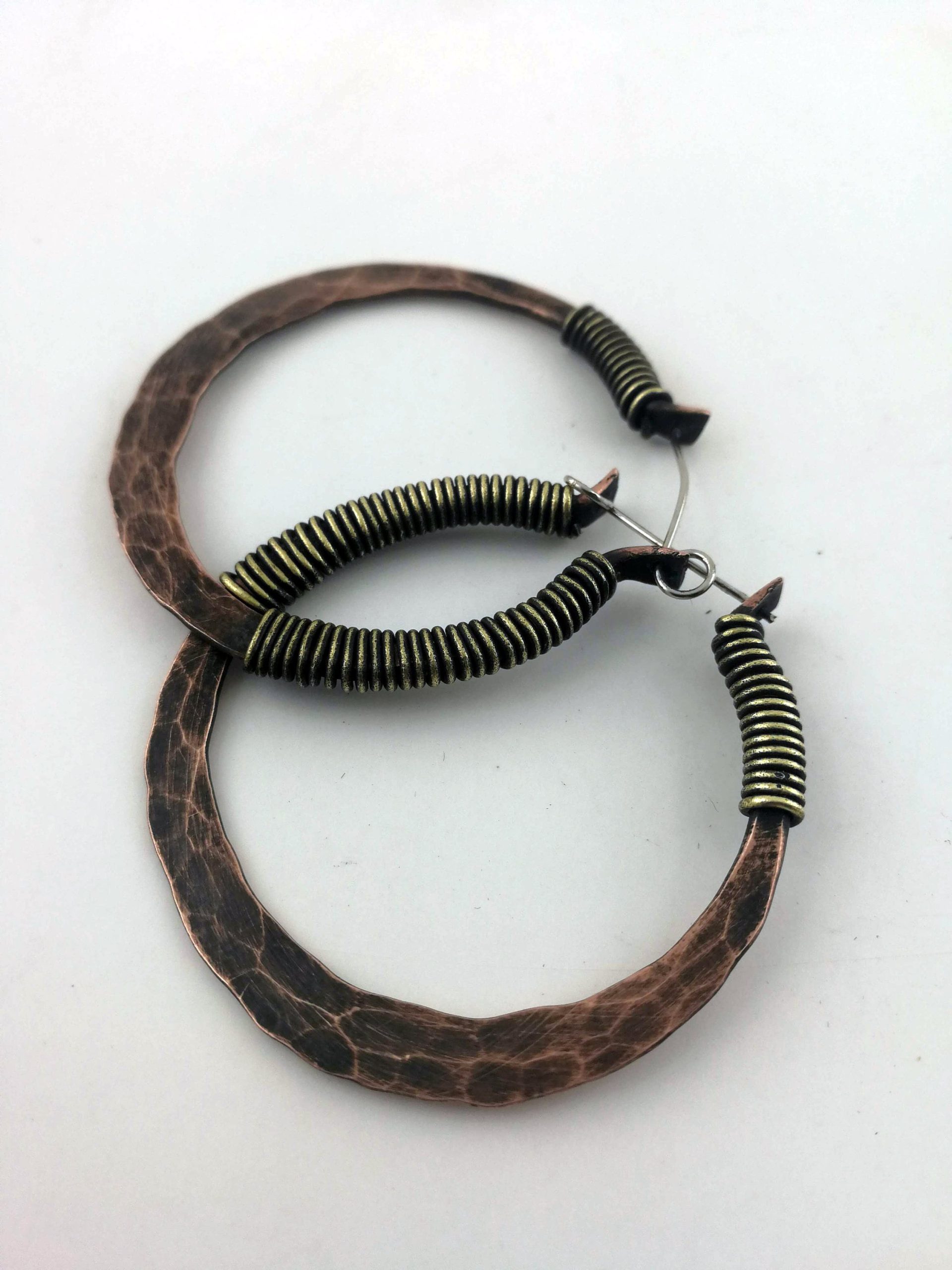 Rustic Hoops Hammered Copper Earrings