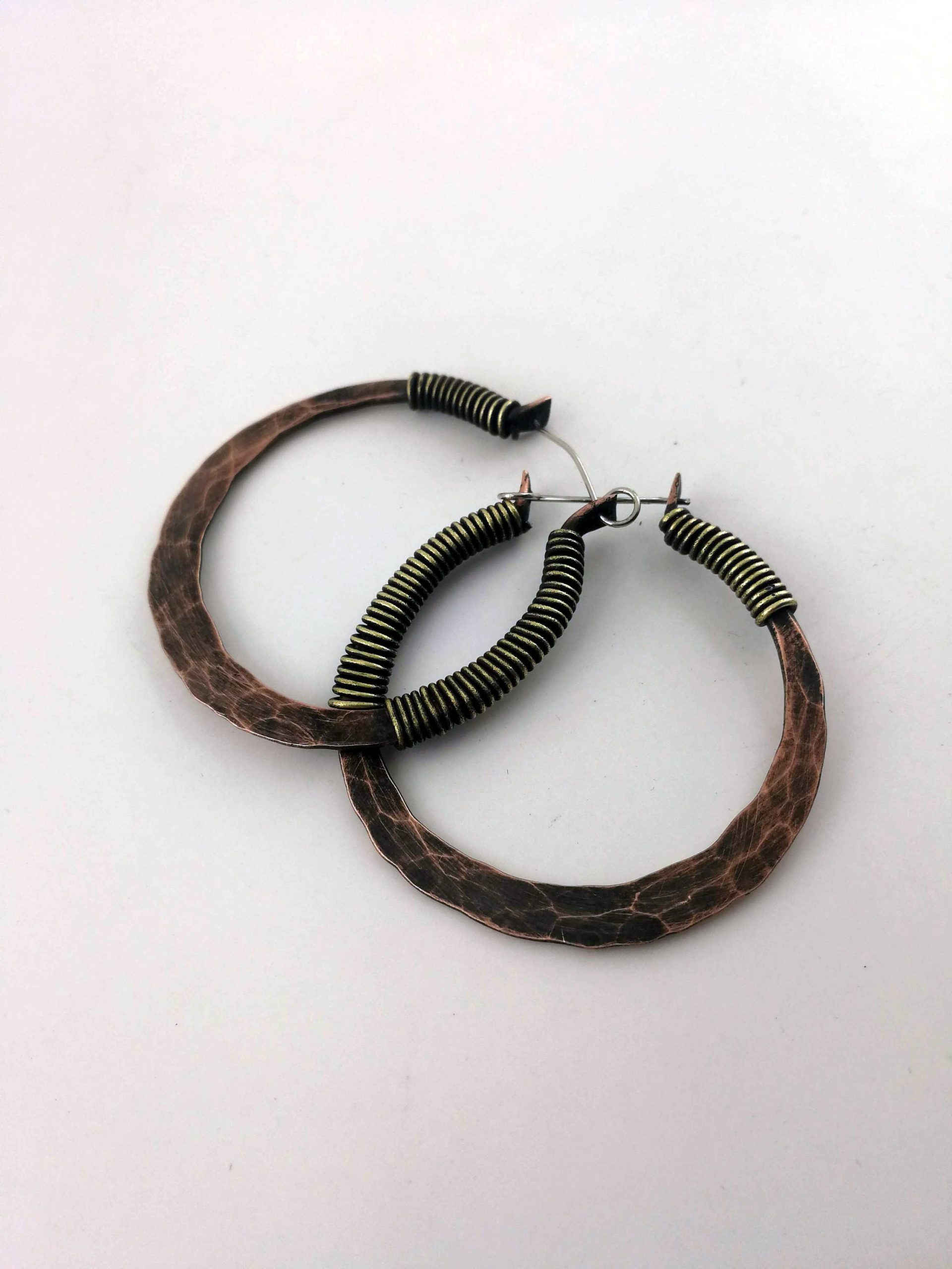 Rustic Hoops Hammered Copper Earrings