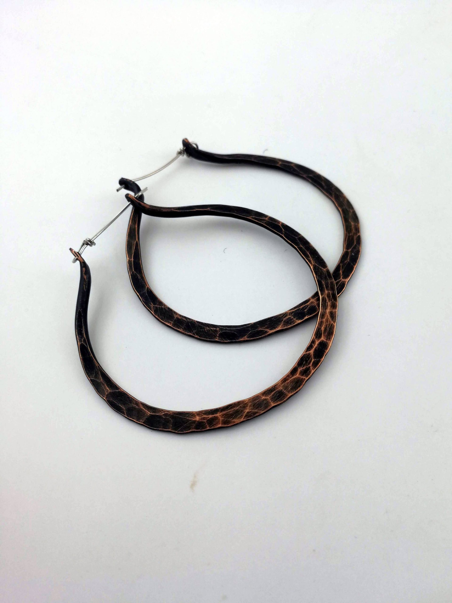 Copper Hoops Earrings / Rustic Hoop  Earrings / Hammered Copper Earrings / Hammered Hoops / Everyday Hoops