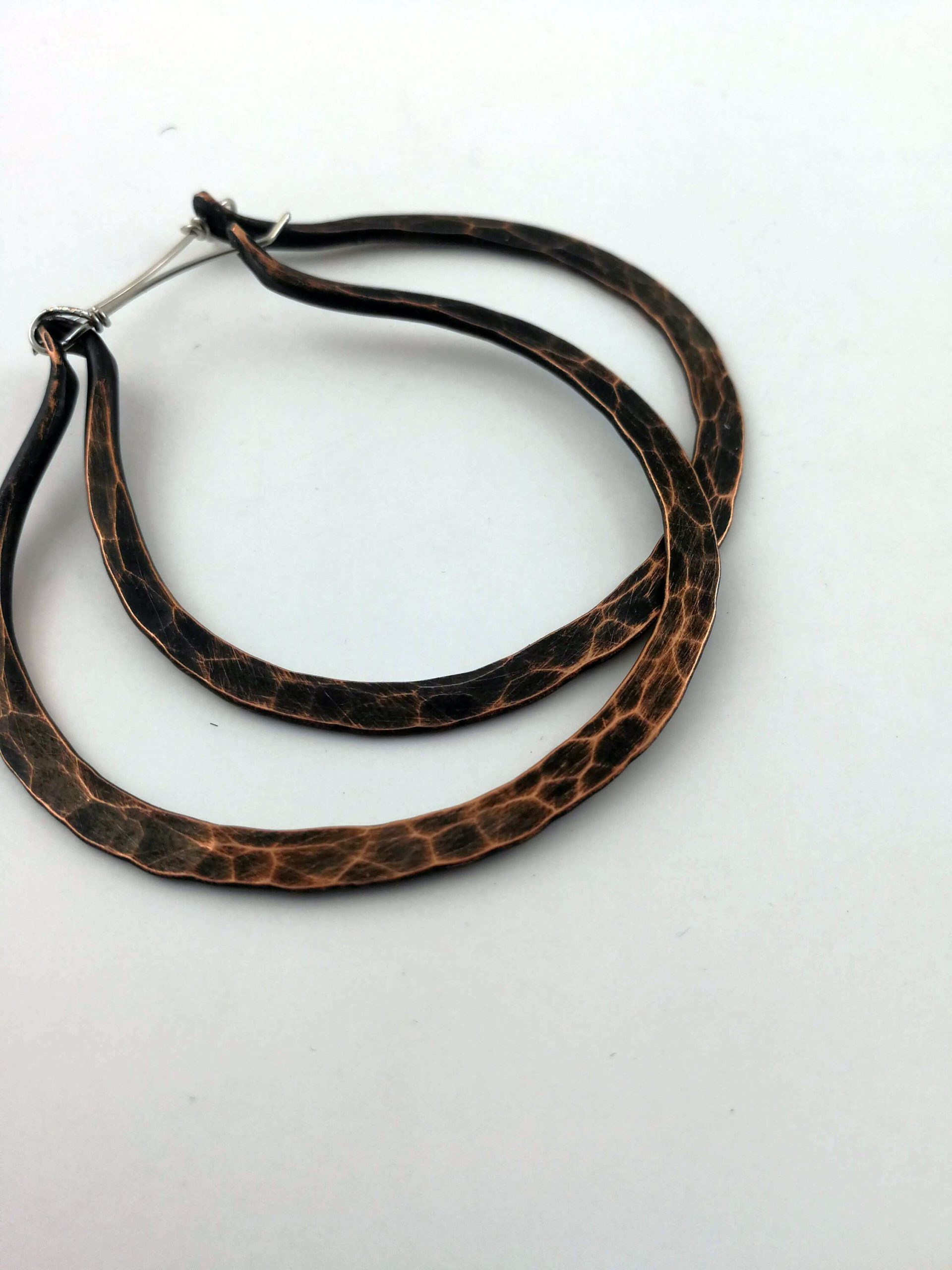 Copper Hoops Earrings / Rustic Hoop  Earrings / Hammered Copper Earrings / Hammered Hoops / Everyday Hoops