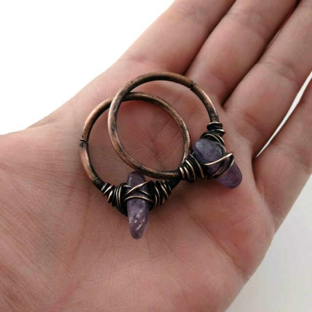 10g Ear Weights Amethyst Stone Tunnel Earrings