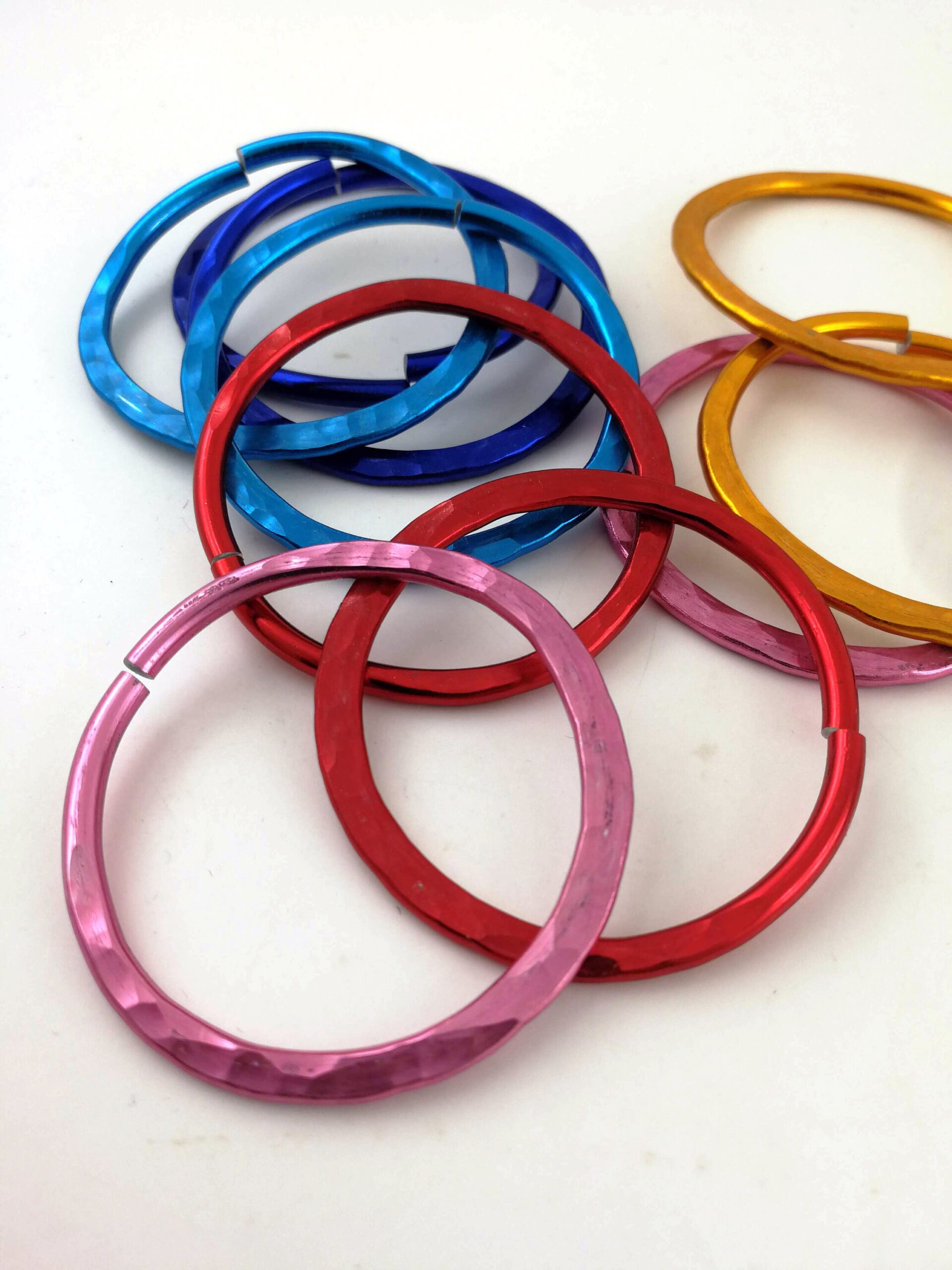 8 gauge Pair / Hammered Hoops / Stretched Ears /  Ear Weights