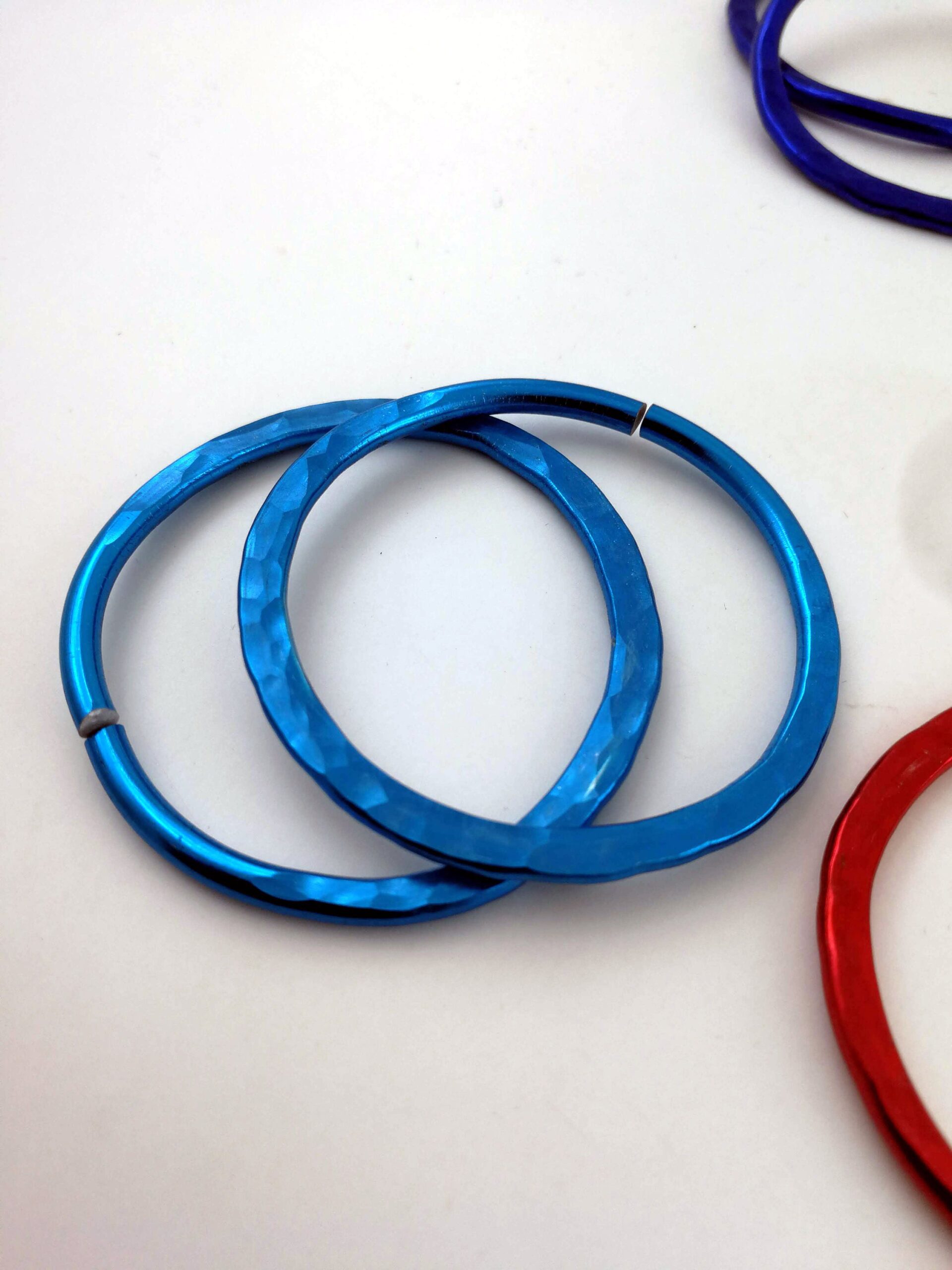 8 gauge Pair / Hammered Hoops / Stretched Ears /  Ear Weights