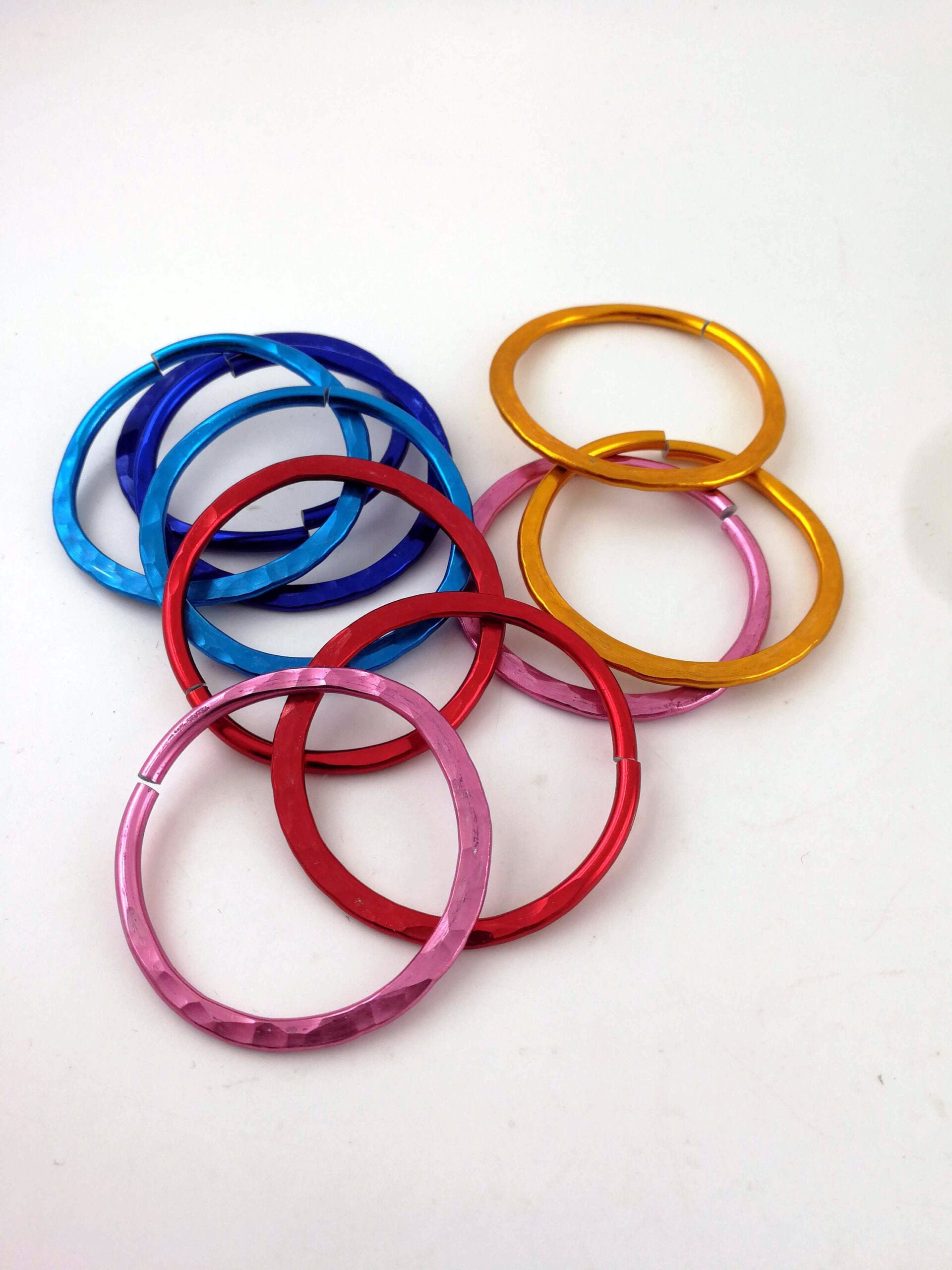 8 gauge Pair / Hammered Hoops / Stretched Ears /  Ear Weights