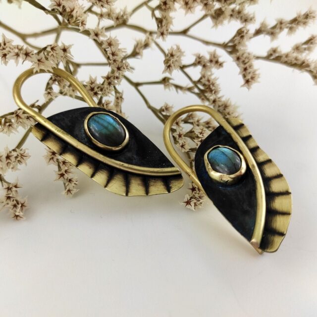 10 gauge Plug Earrings Labradorite Stone Ear Weights