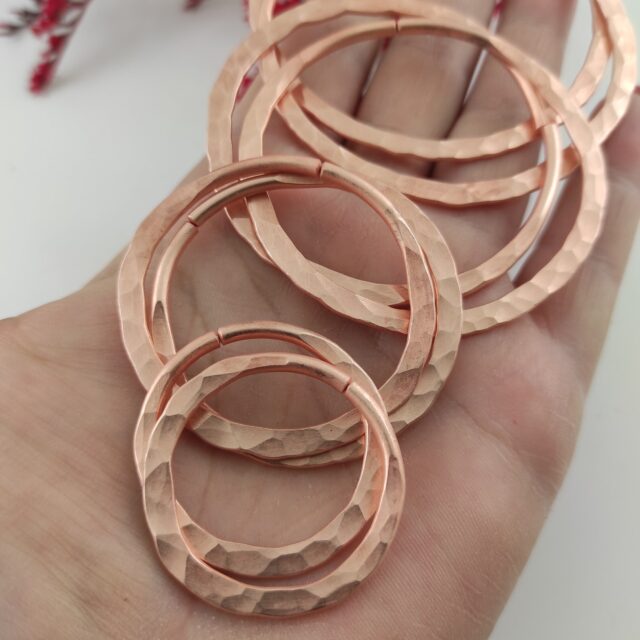 10gauge Ear Weights / Copper Hoops / Stretched lobes / Tunnel Hangers / 10 gauge earrings / Hammered Hoops