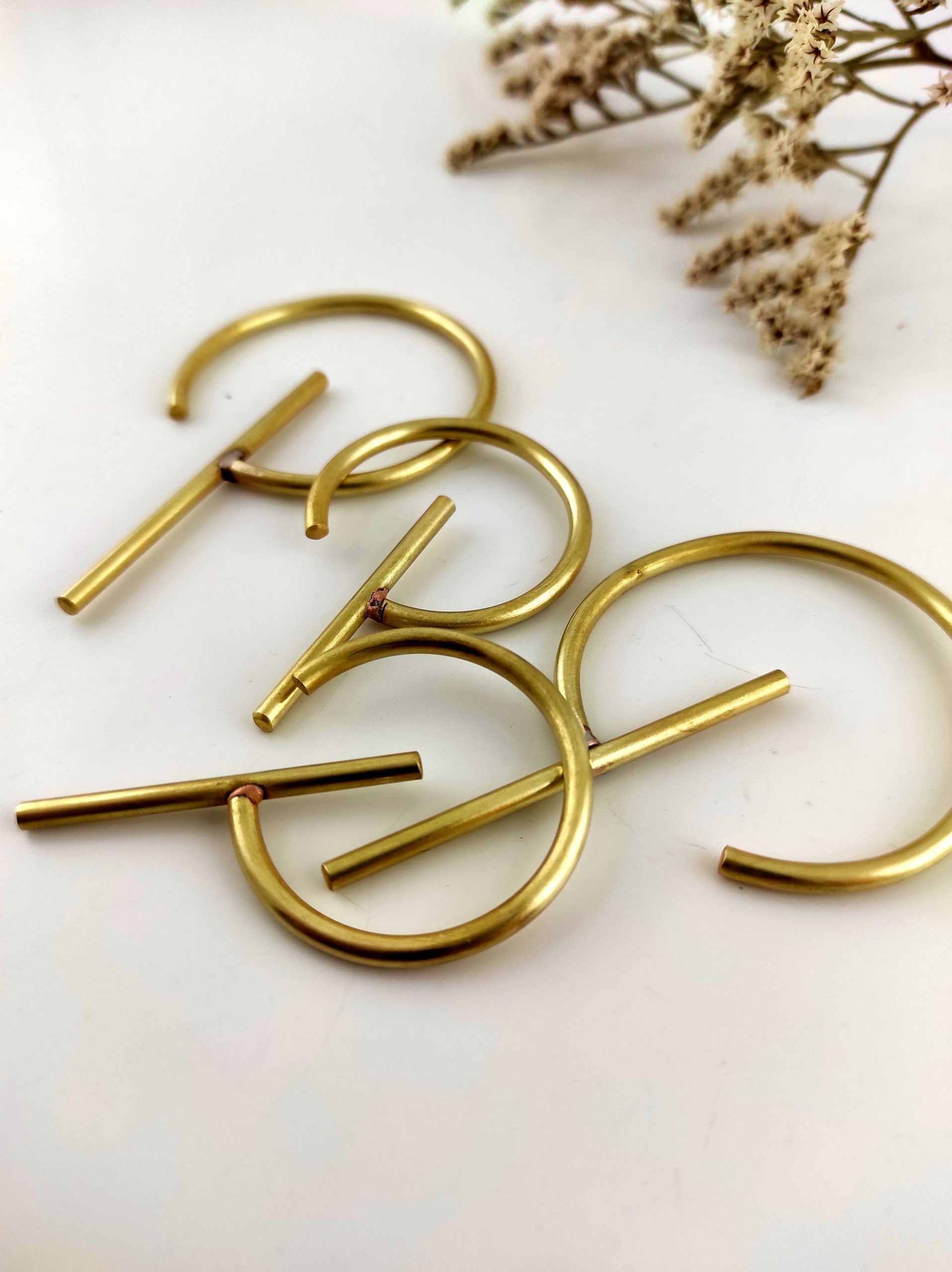 Lightweight Brass Hoop Ear Weights 8 gauge Hangers