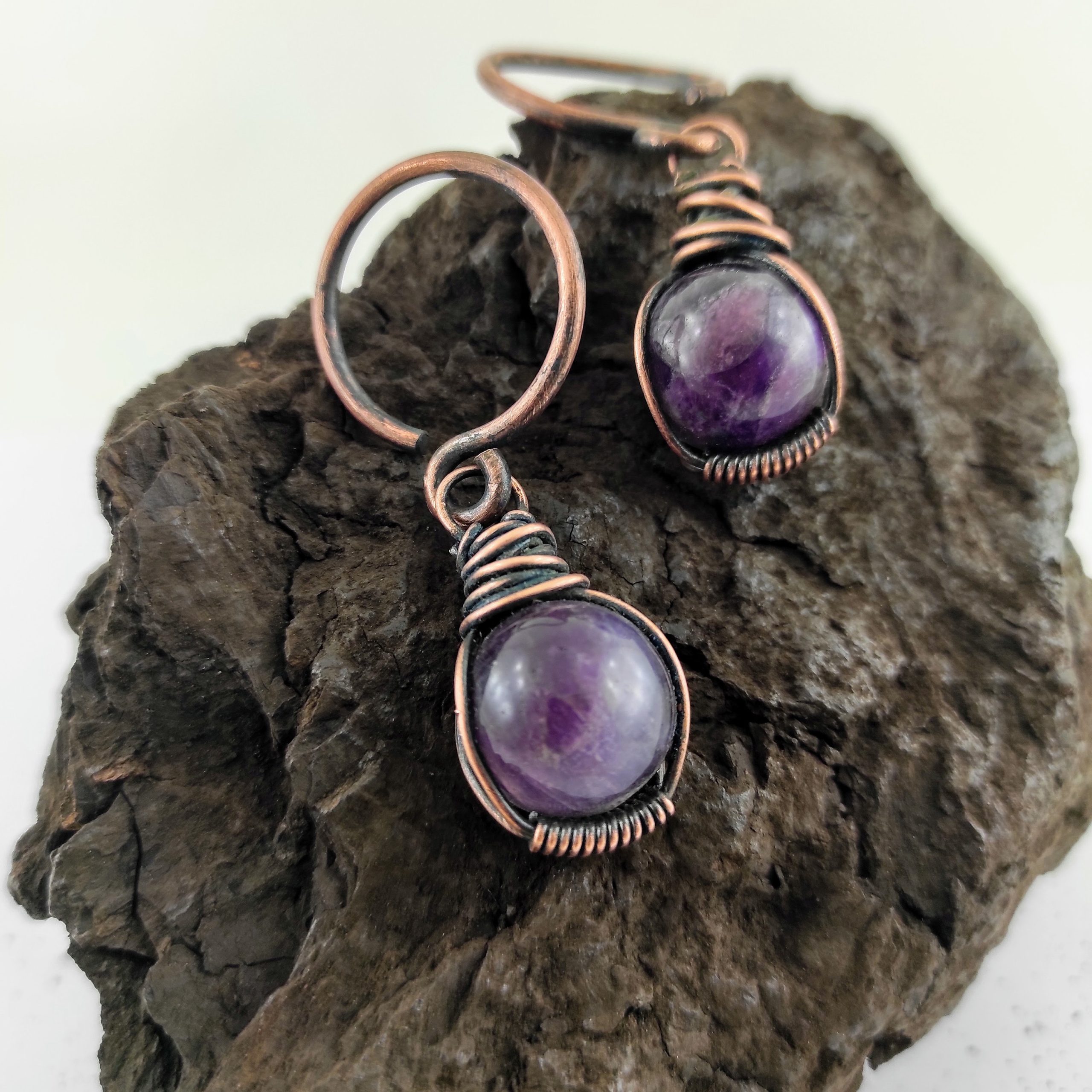 Amethyst Ear Weights Tunnel Earrings 12 gauge
