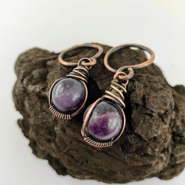 Amethyst Ear Weights Tunnel Earrings 12 gauge