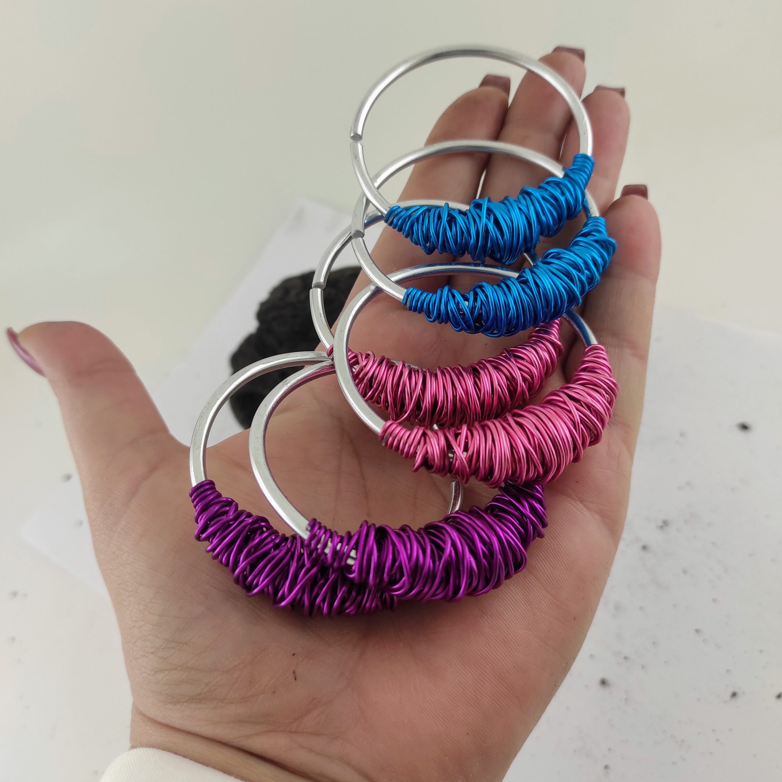 Big Hoop Earrings / 8 gauge Ear Weights / Ear Hangers / Big Hoops / Colorful Earrings / Lightweight Earrings