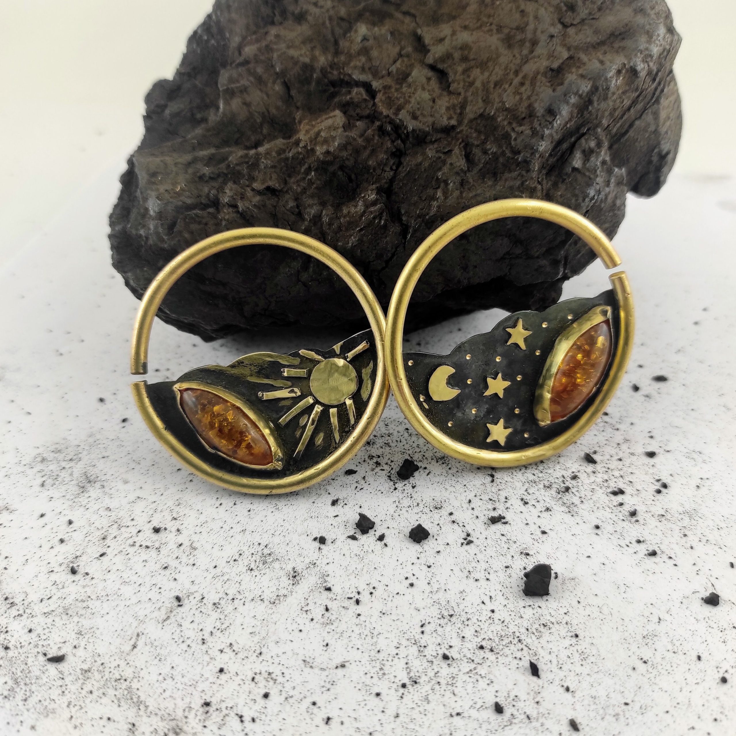 Ear Weights 10 gauge Brass Hoops Custom order