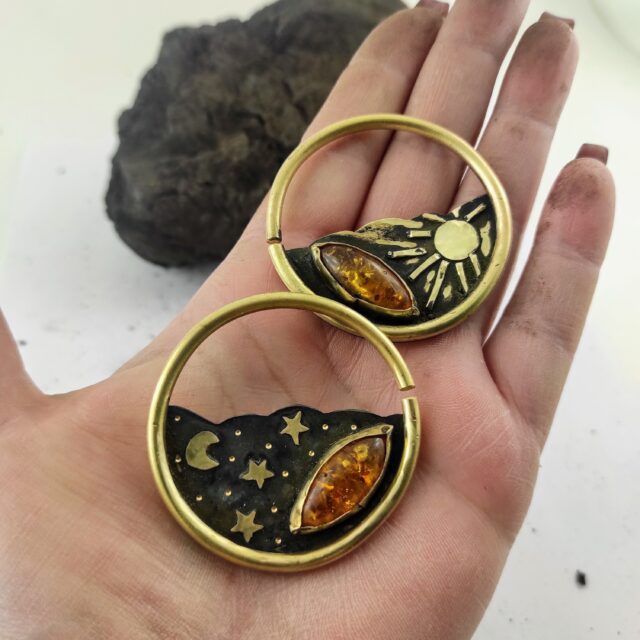 Ear Weights 10 gauge Brass Hoops Custom order