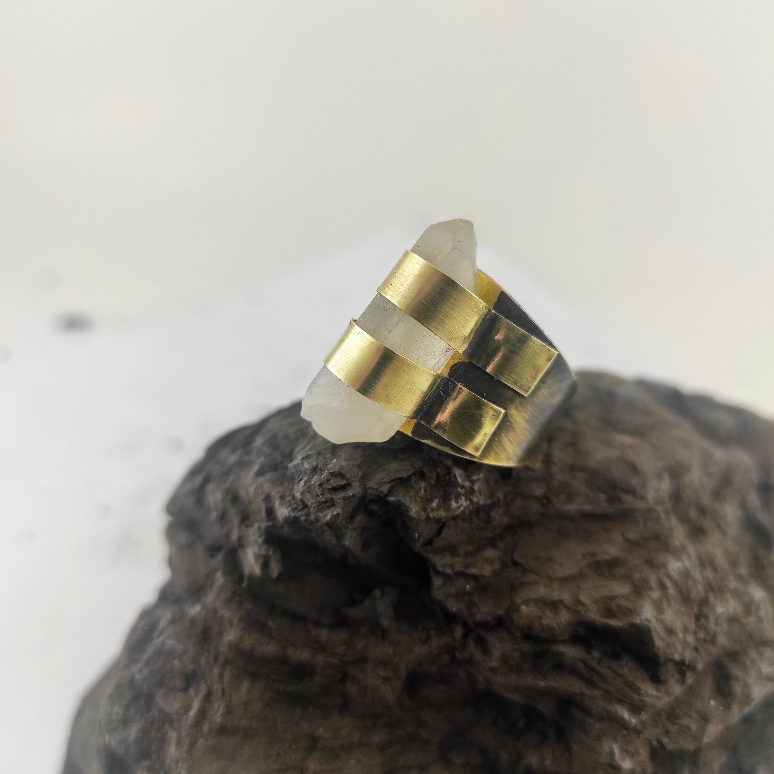 Unique Raw Crystal Ring  Boho Statement Ring