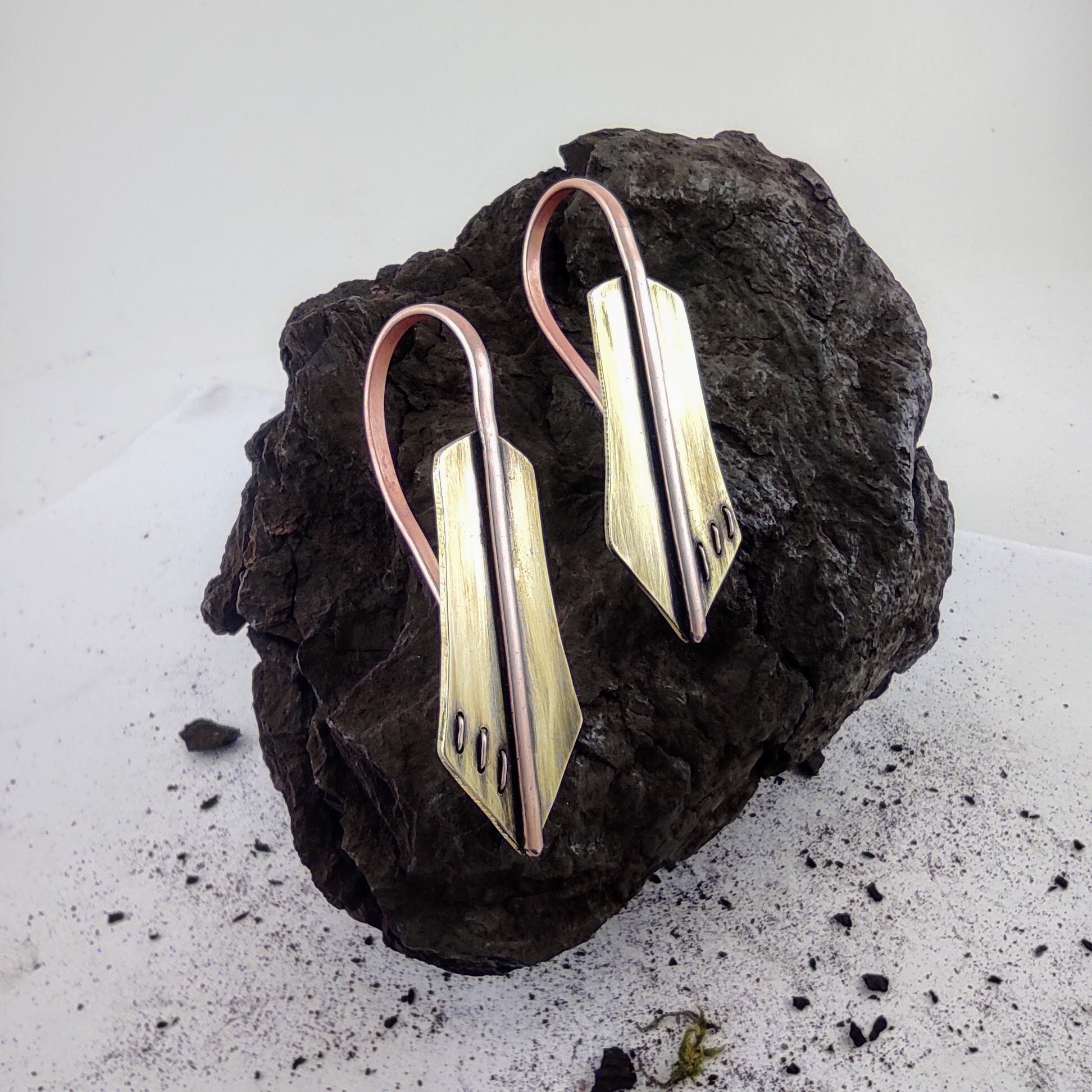 8 gauge Ear Weights Geometry Earrings Rustic Hoops Stretched Earlobes