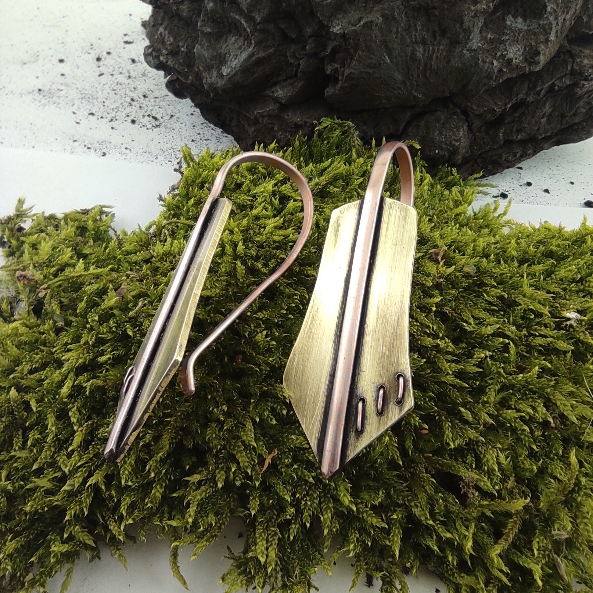 8 gauge Ear Weights Geometry Earrings Rustic Hoops Stretched Earlobes
